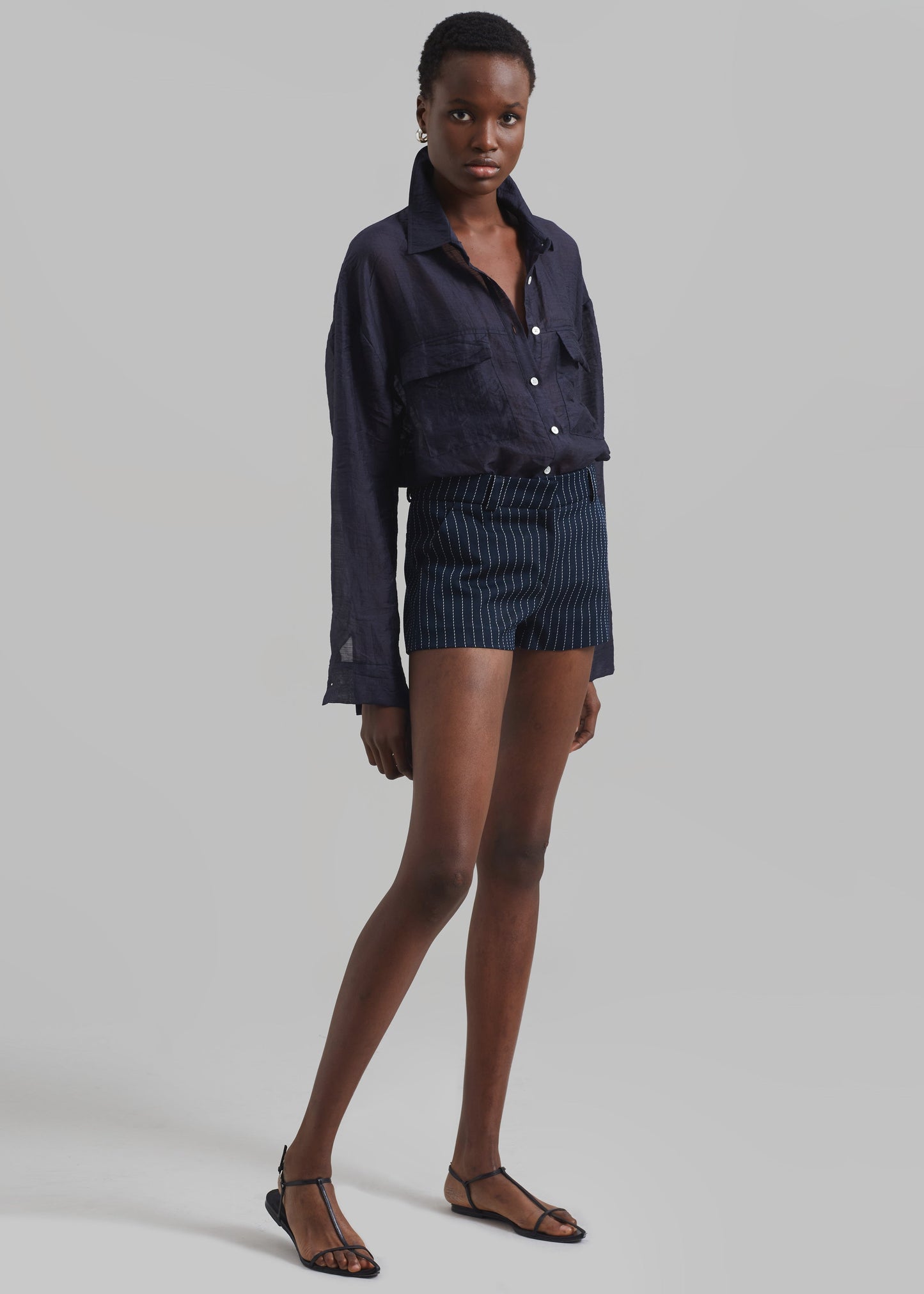 Madeline Sheer Shirt - Navy