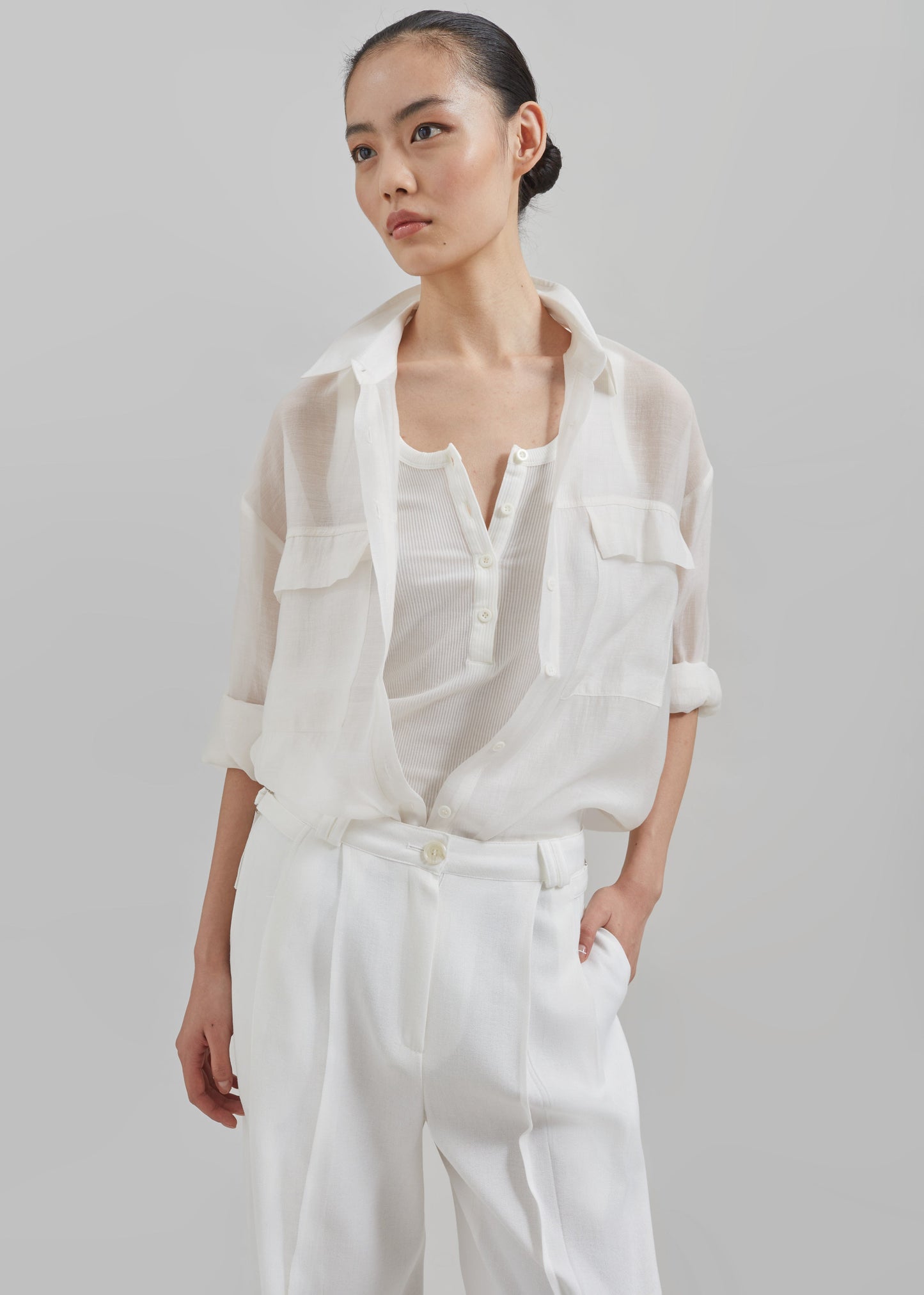 Madeline Sheer Shirt - Off White