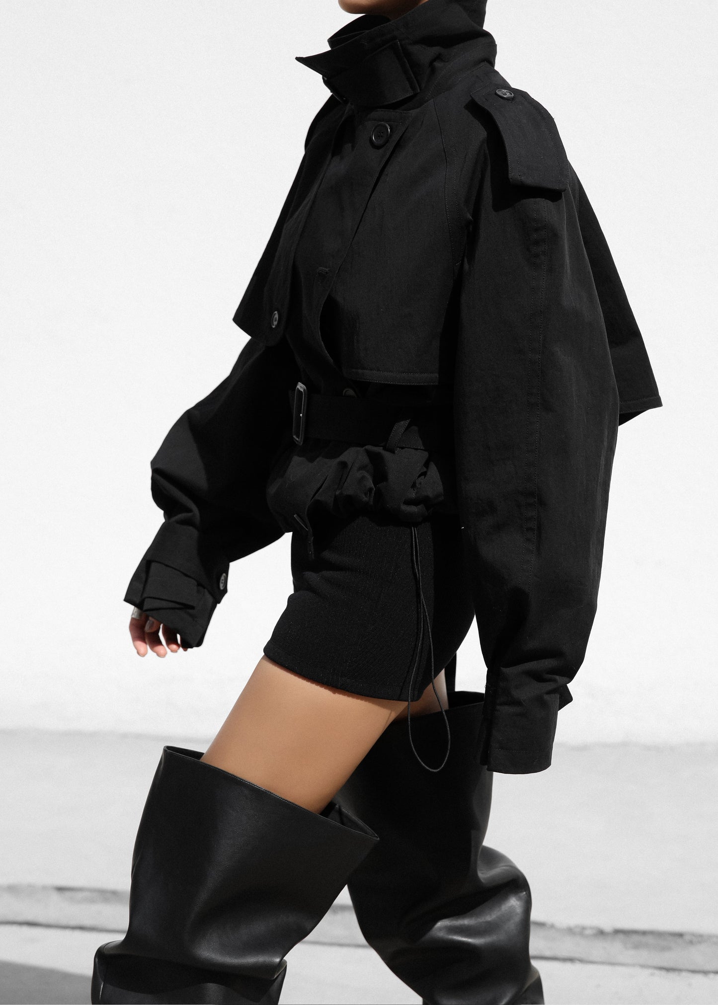 Mads Cropped Trench - Black