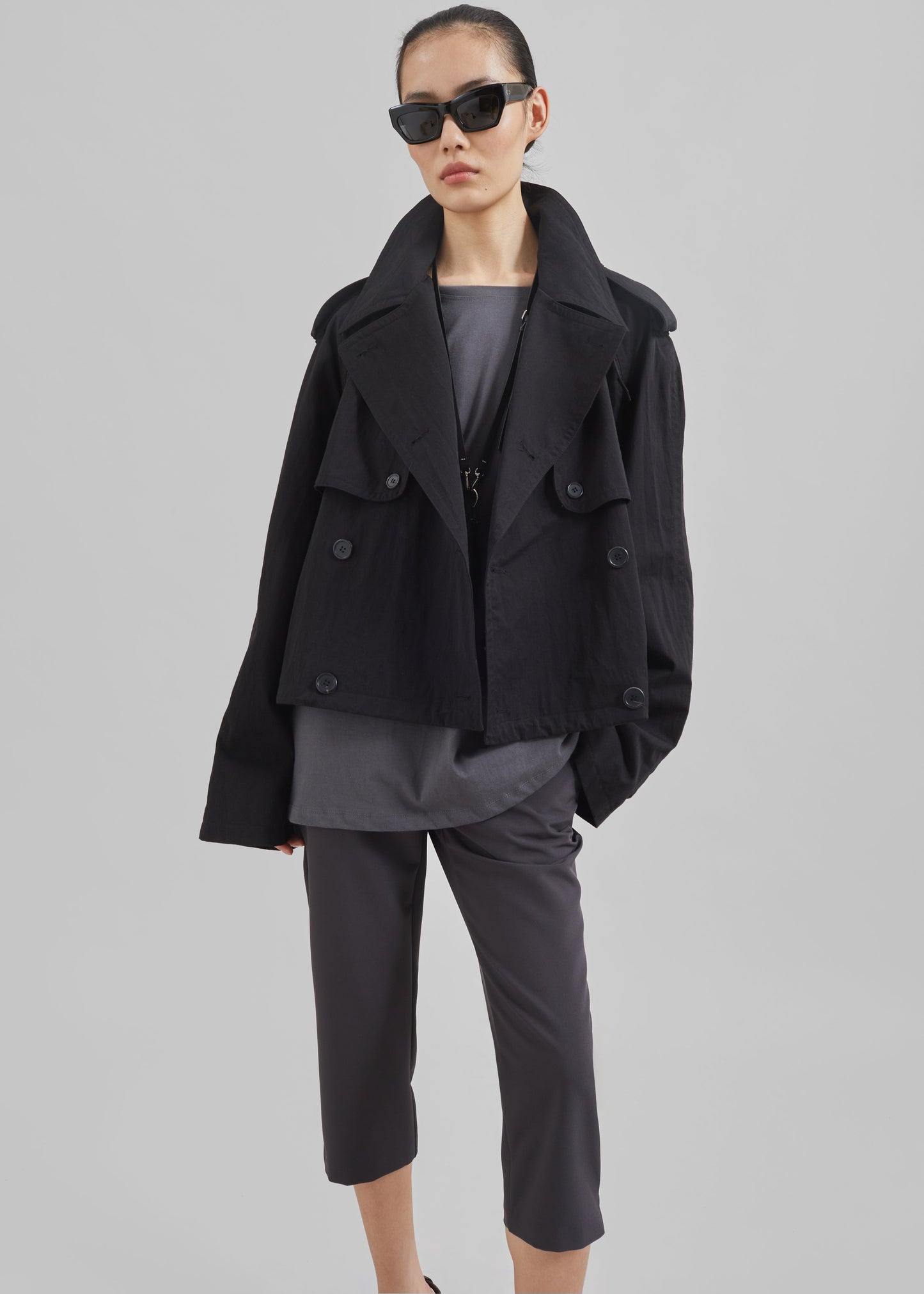 Mads Cropped Trench - Black