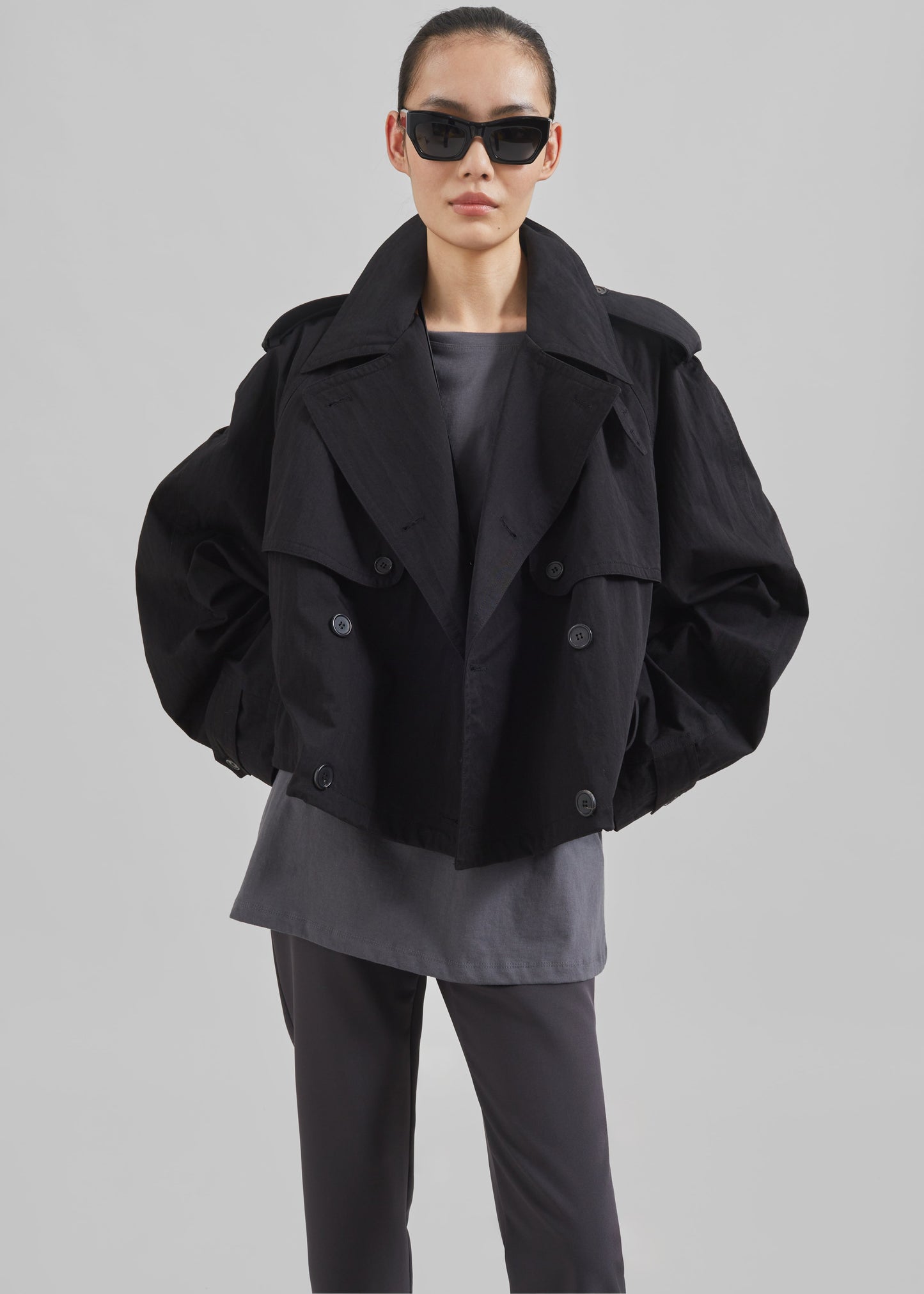 Mads Cropped Trench - Black