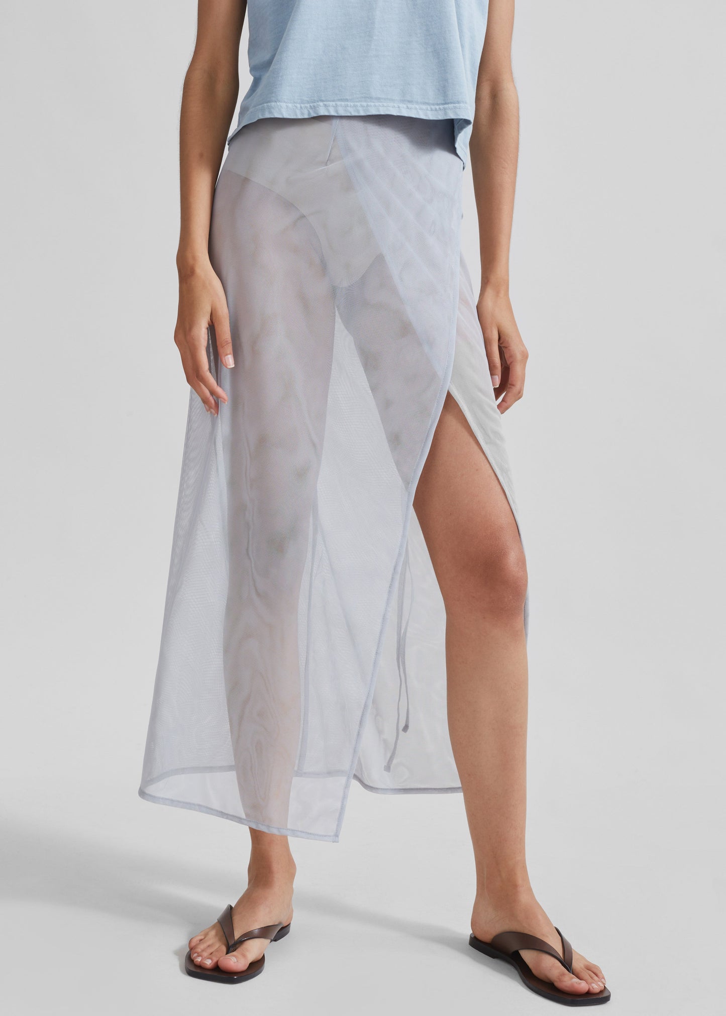 Magdalena Sheer Midi Skirt - Grey