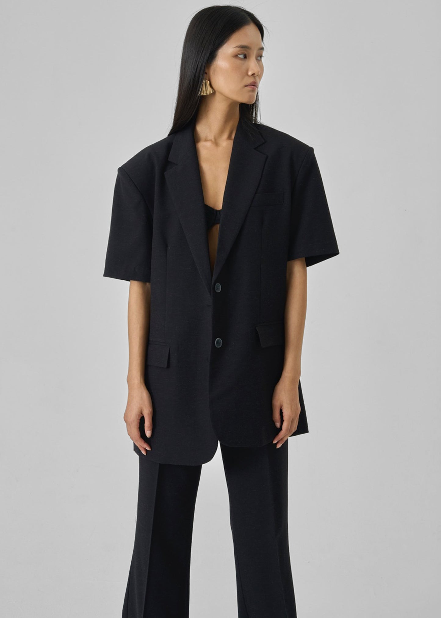 Maisie Short Sleeve Blazer - Black