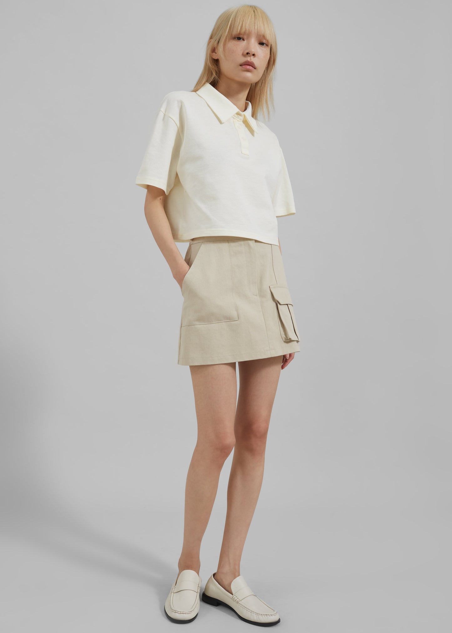 Malia Cargo Mini Skirt - Beige