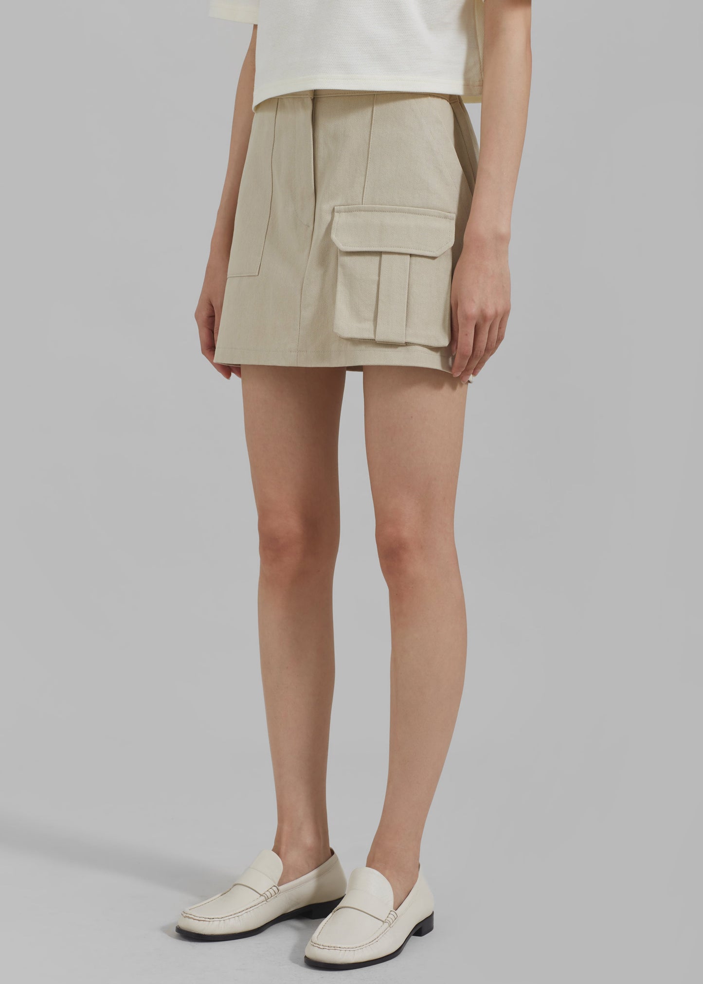 Malia Cargo Mini Skirt - Beige