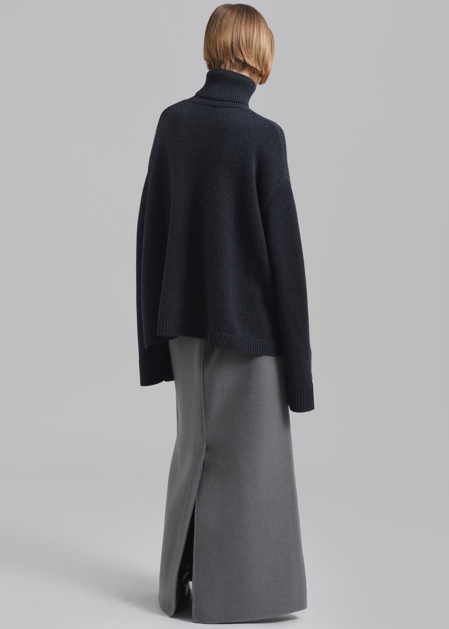 Malvo Long Wool Pencil Skirt - Grey