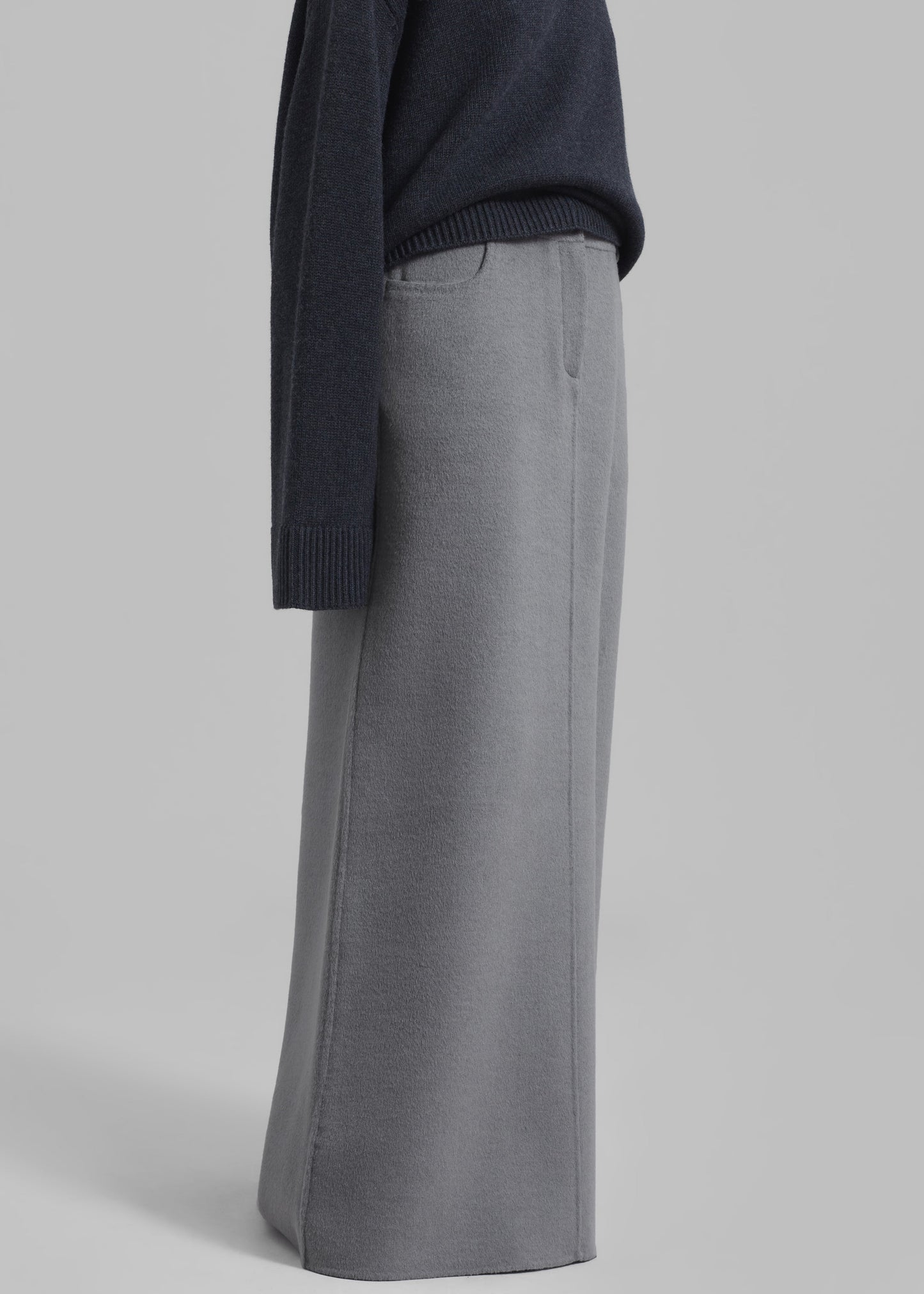 Malvo Long Wool Pencil Skirt - Grey