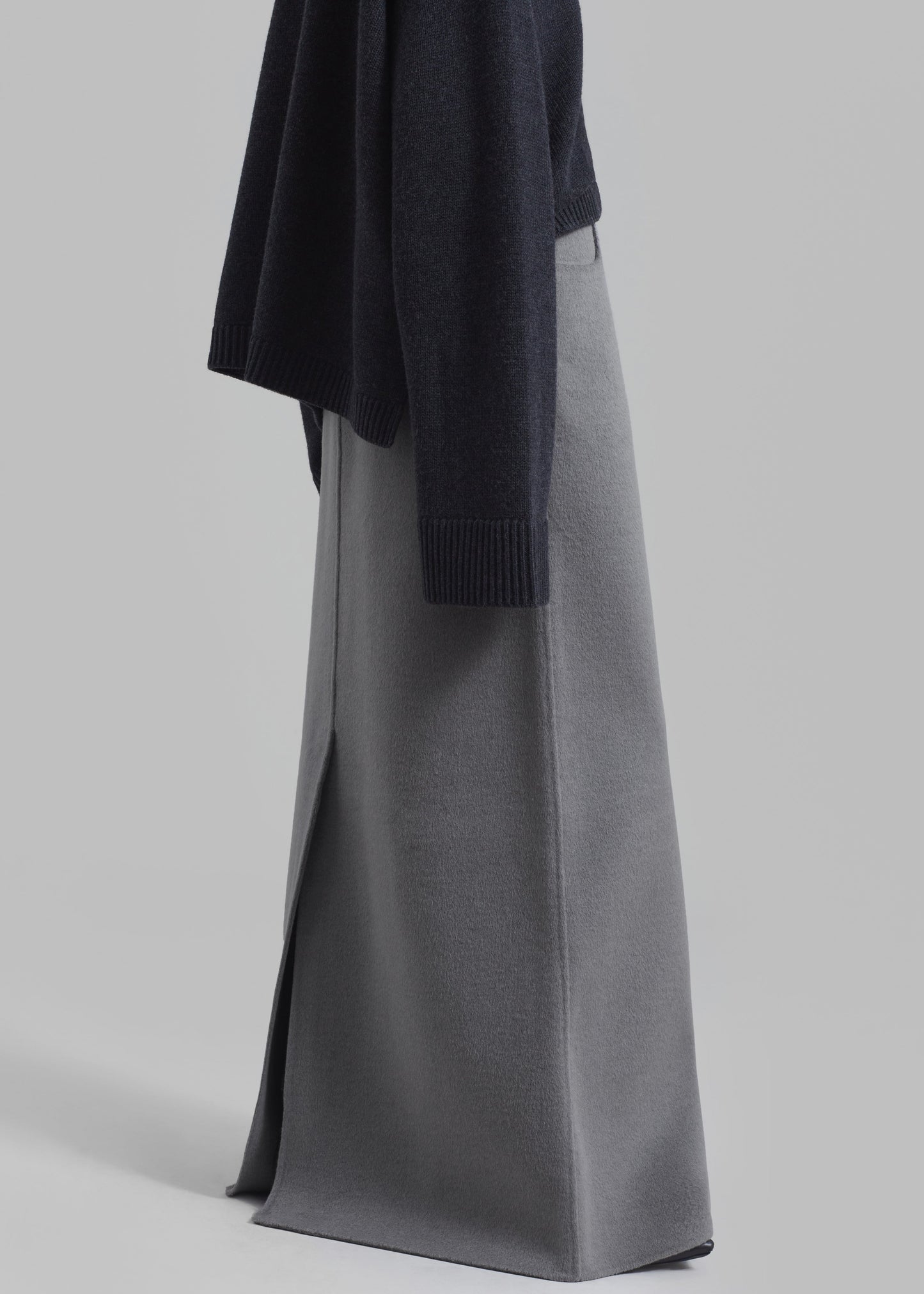 Malvo Long Wool Pencil Skirt - Grey