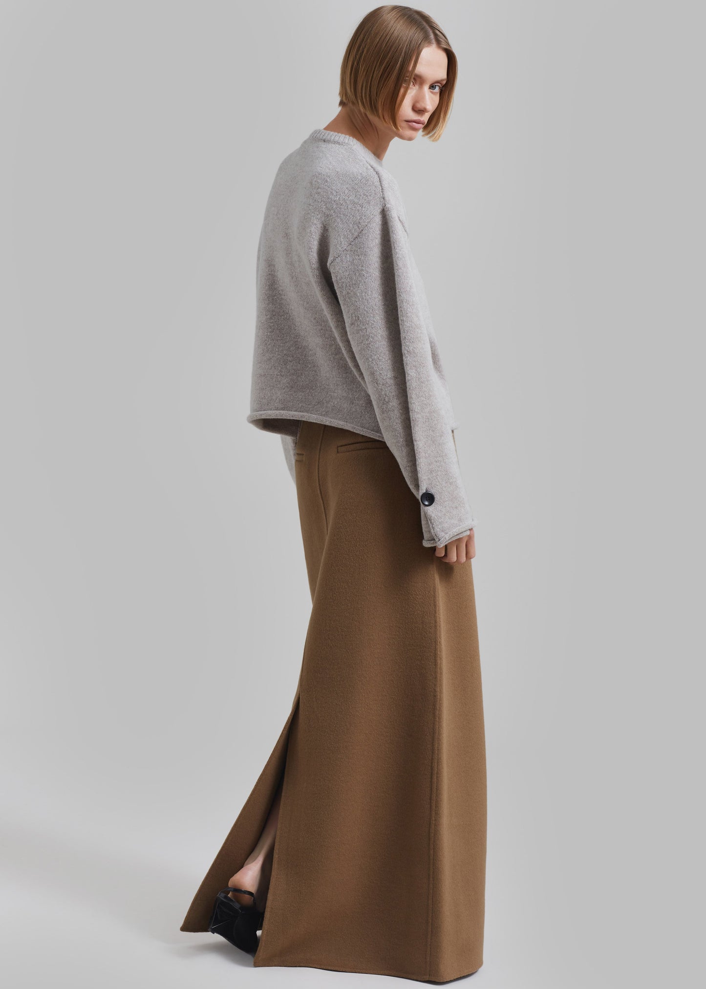 Malvo Long Wool Pencil Skirt - Camel