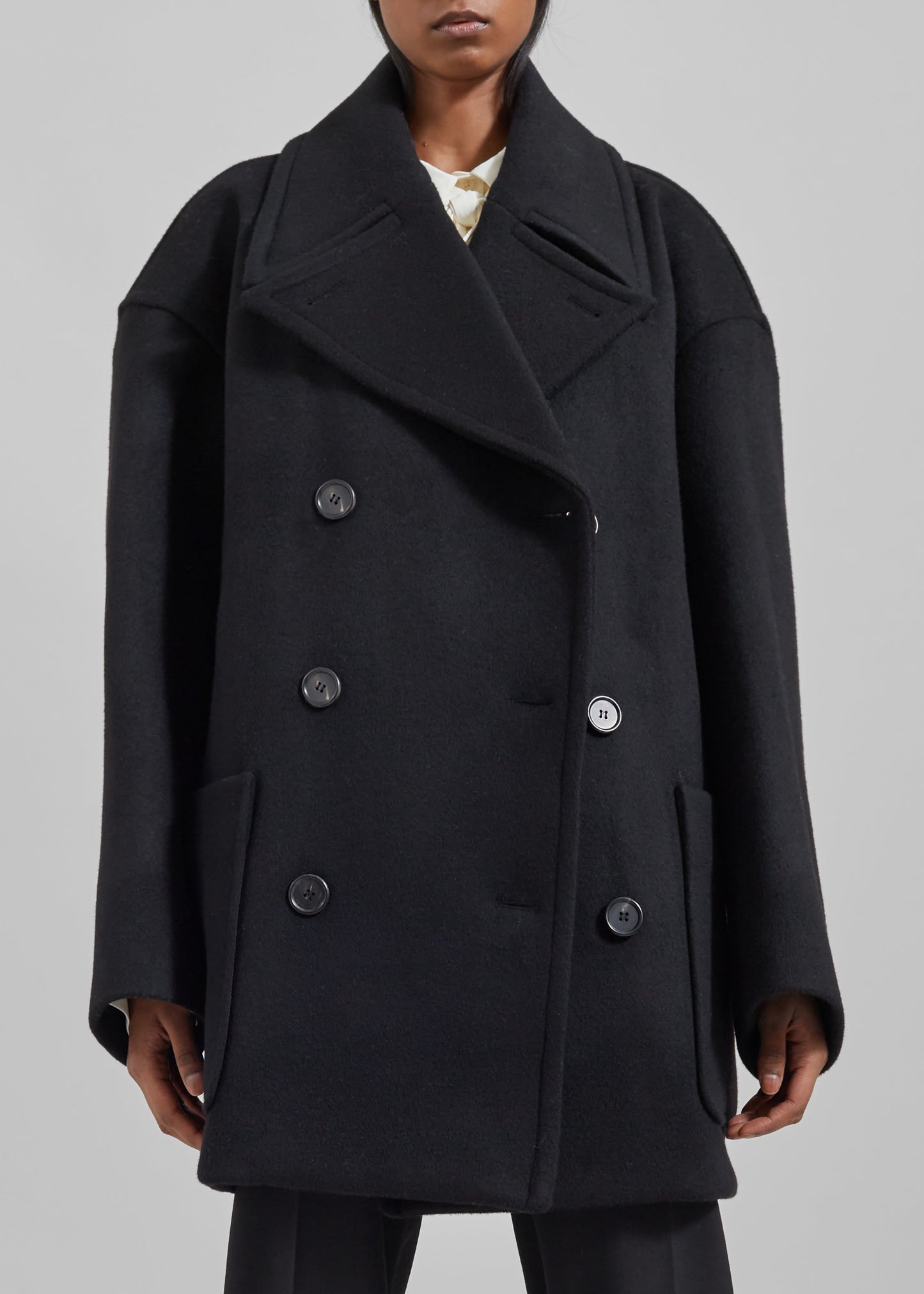 Marian Oversized Peacoat - Black