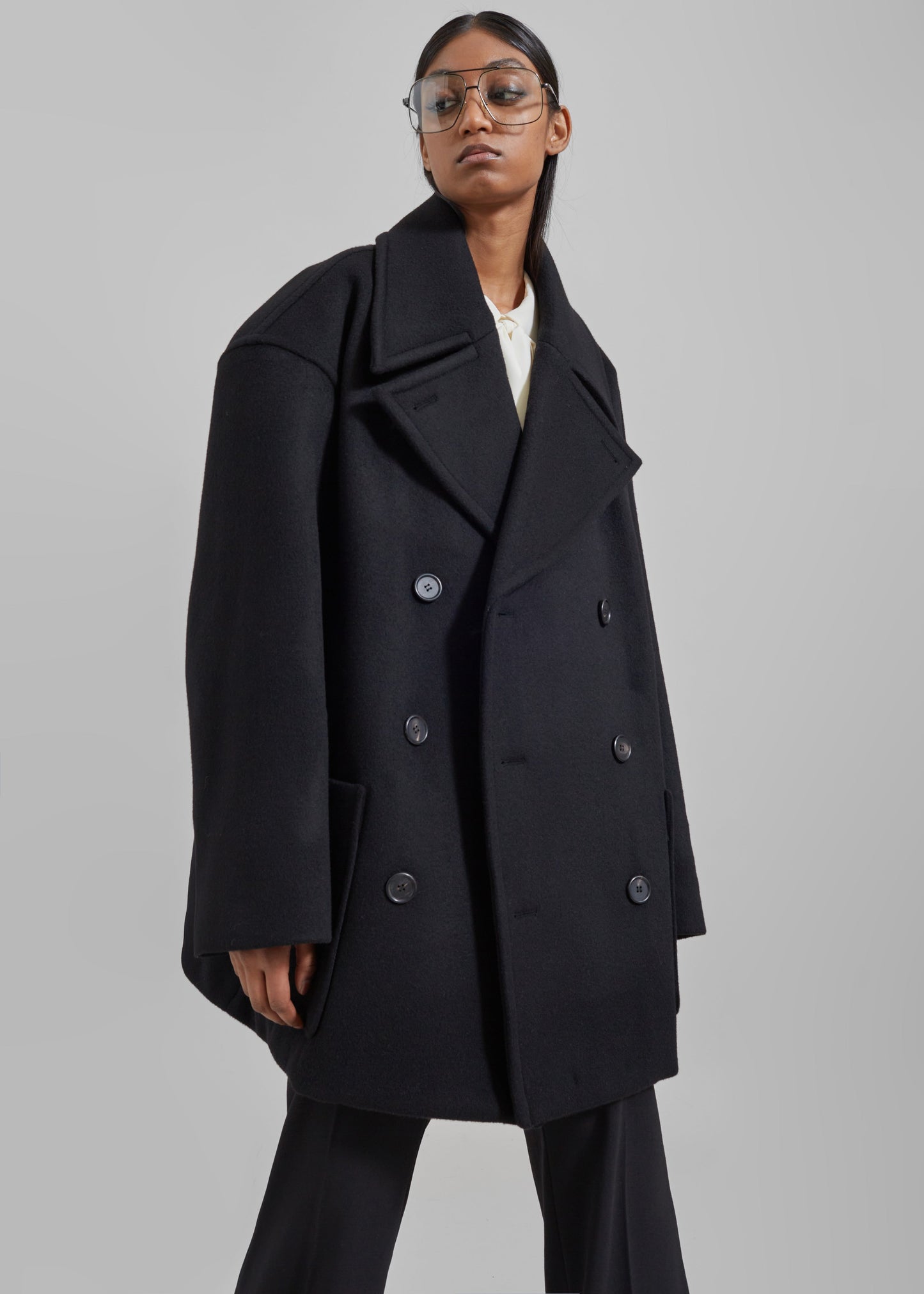 Marian Oversized Peacoat - Black