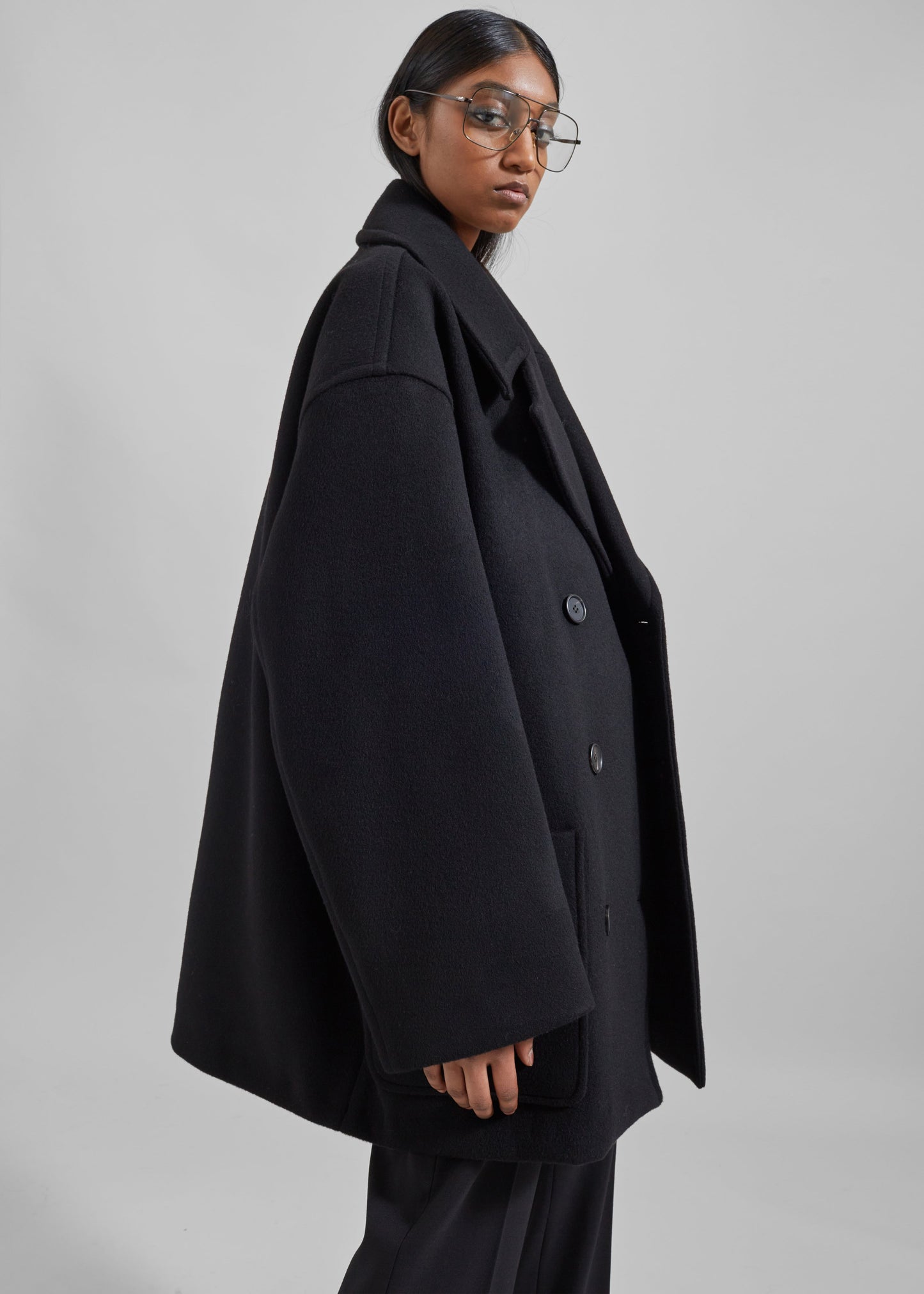 Marian Oversized Peacoat - Black