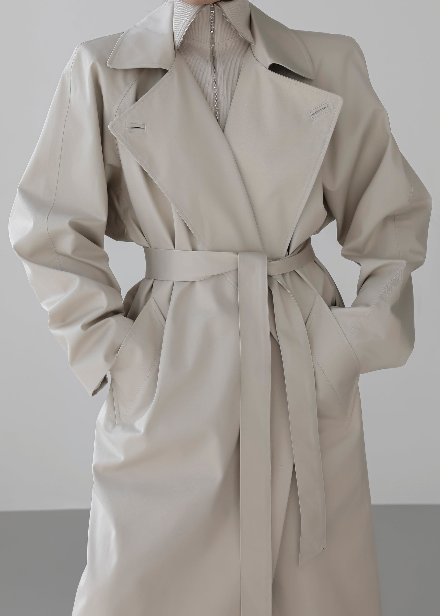 Marisol Box Shoulder Trench - Bone