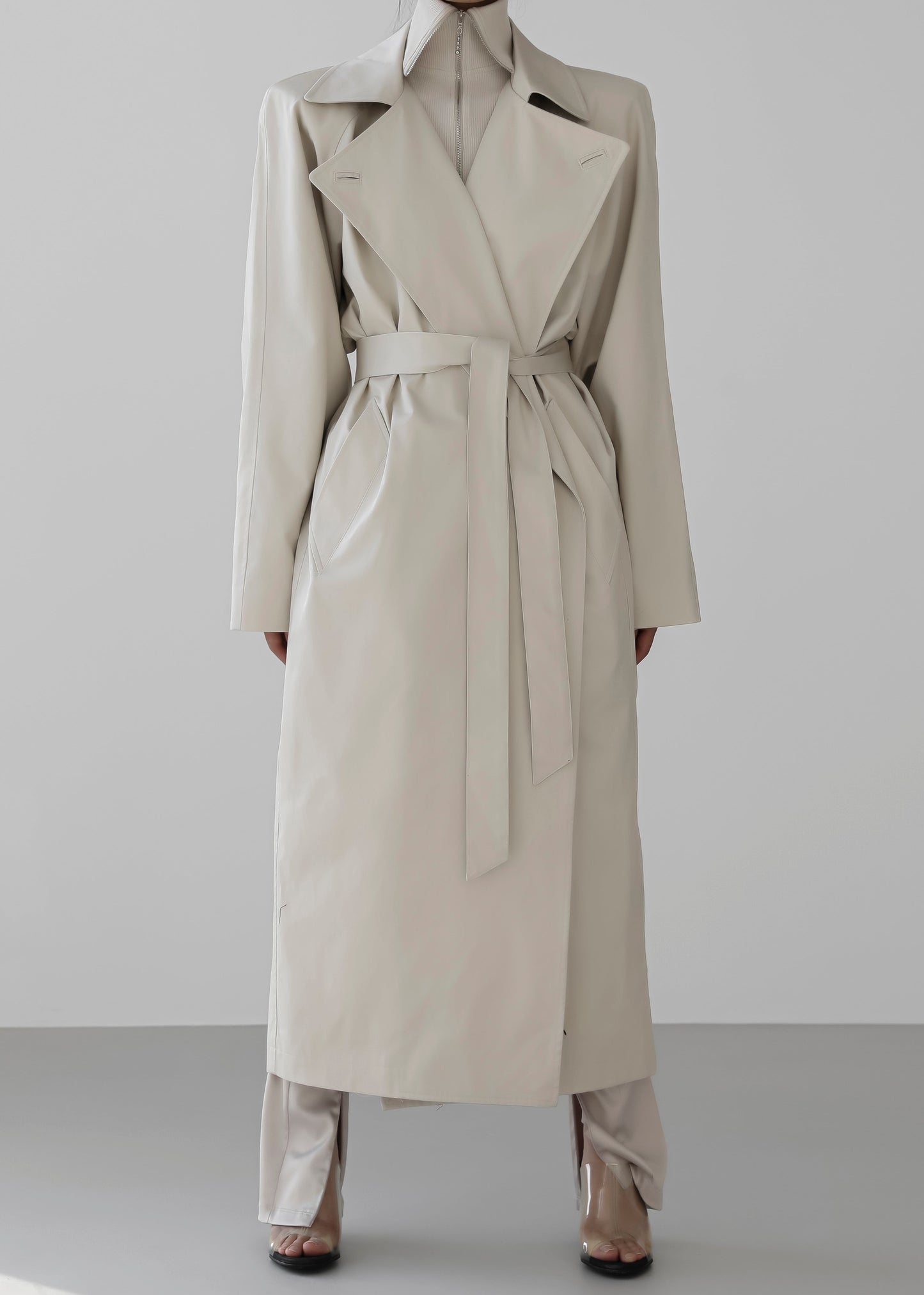 Marisol Box Shoulder Trench - Bone