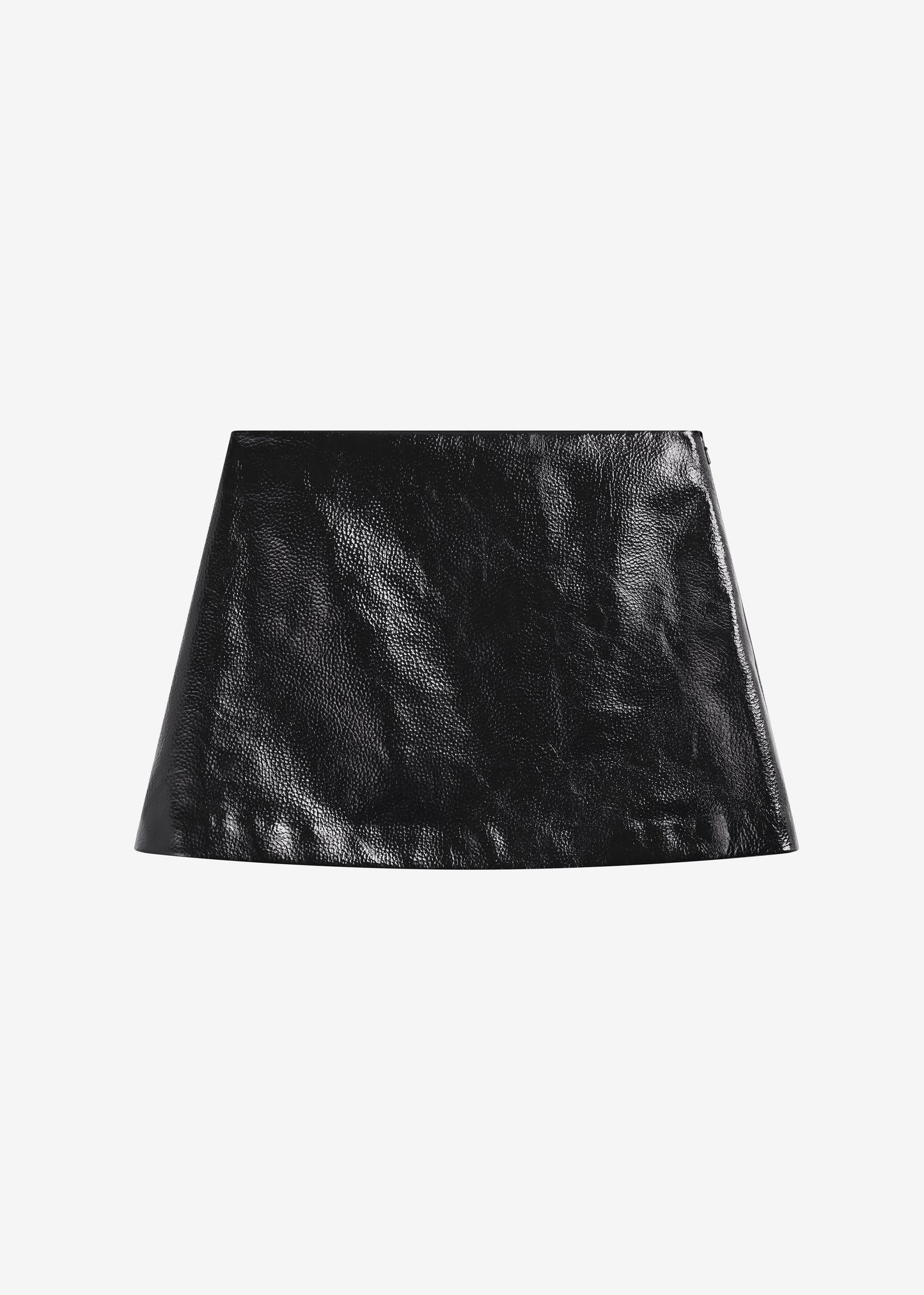 Mary Crackled Faux Leather Mini Skirt - Black