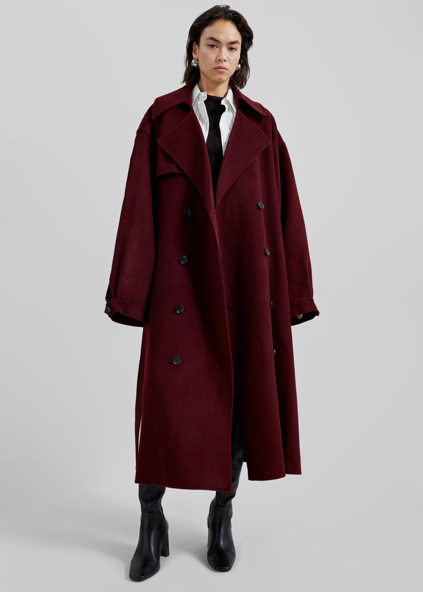 Mavis Long Coat - Burgundy