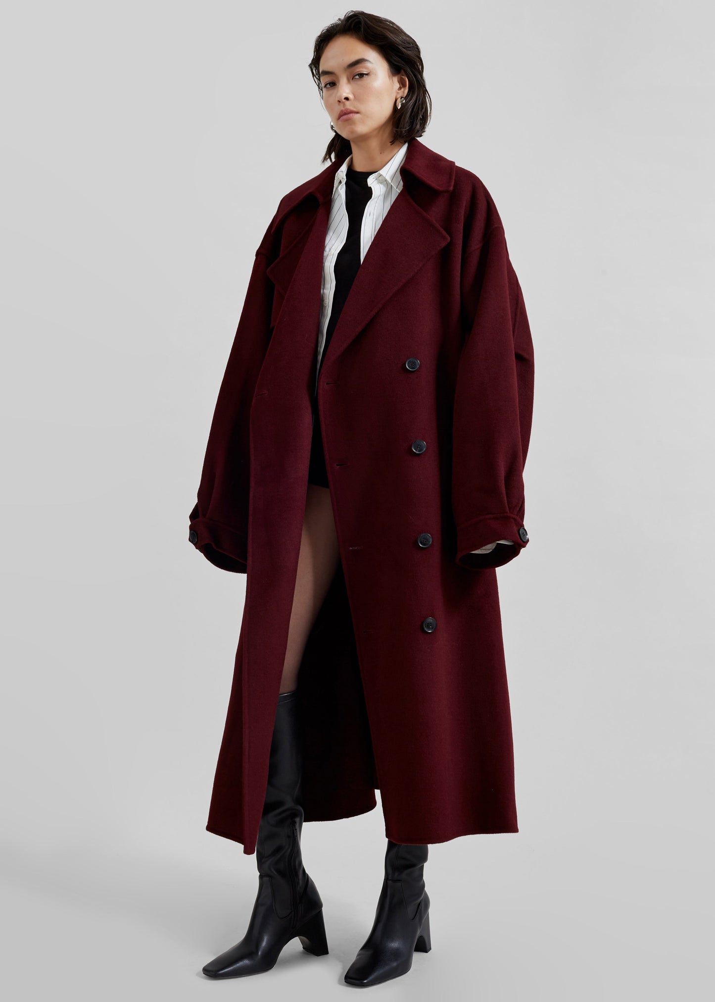 Mavis Long Coat - Burgundy