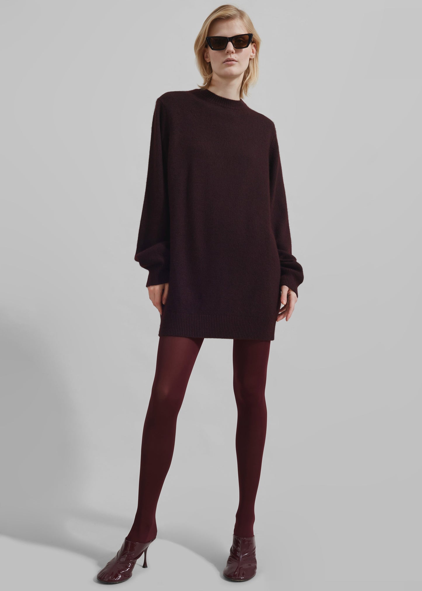 Maxime Knit Sweater Dress - Dark Plum