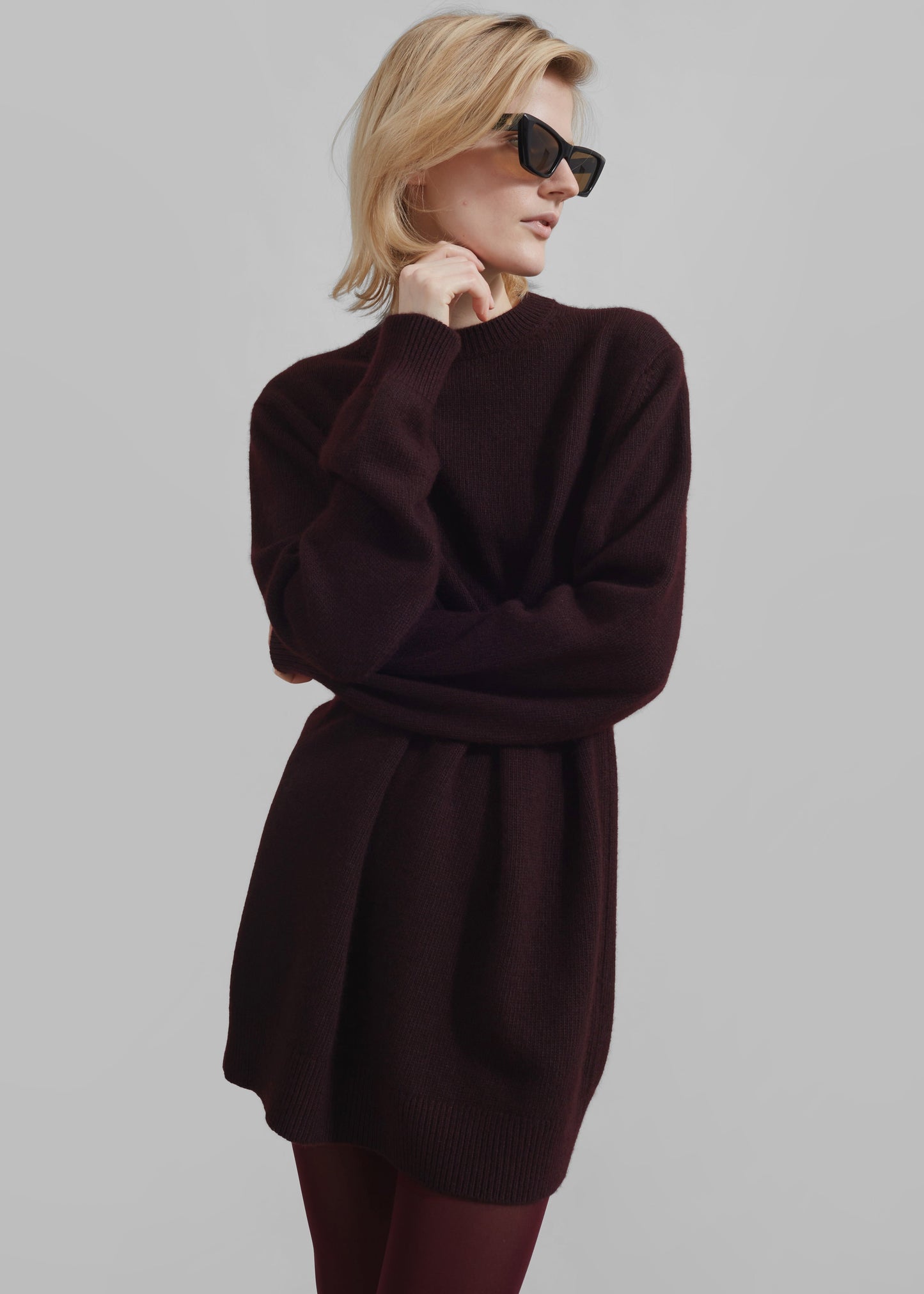 Maxime Knit Sweater Dress - Dark Plum