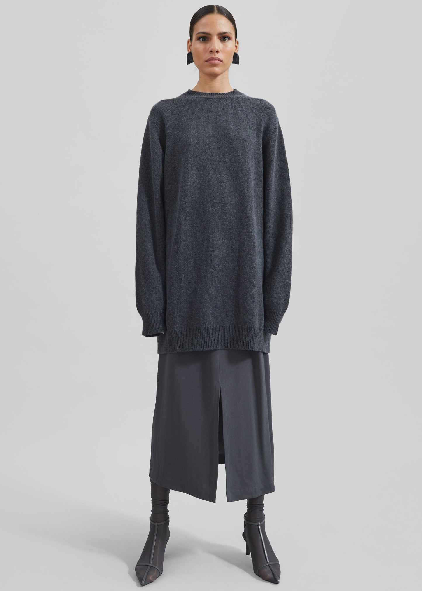 Maxime Knit Sweater Dress - Dark Grey Melange