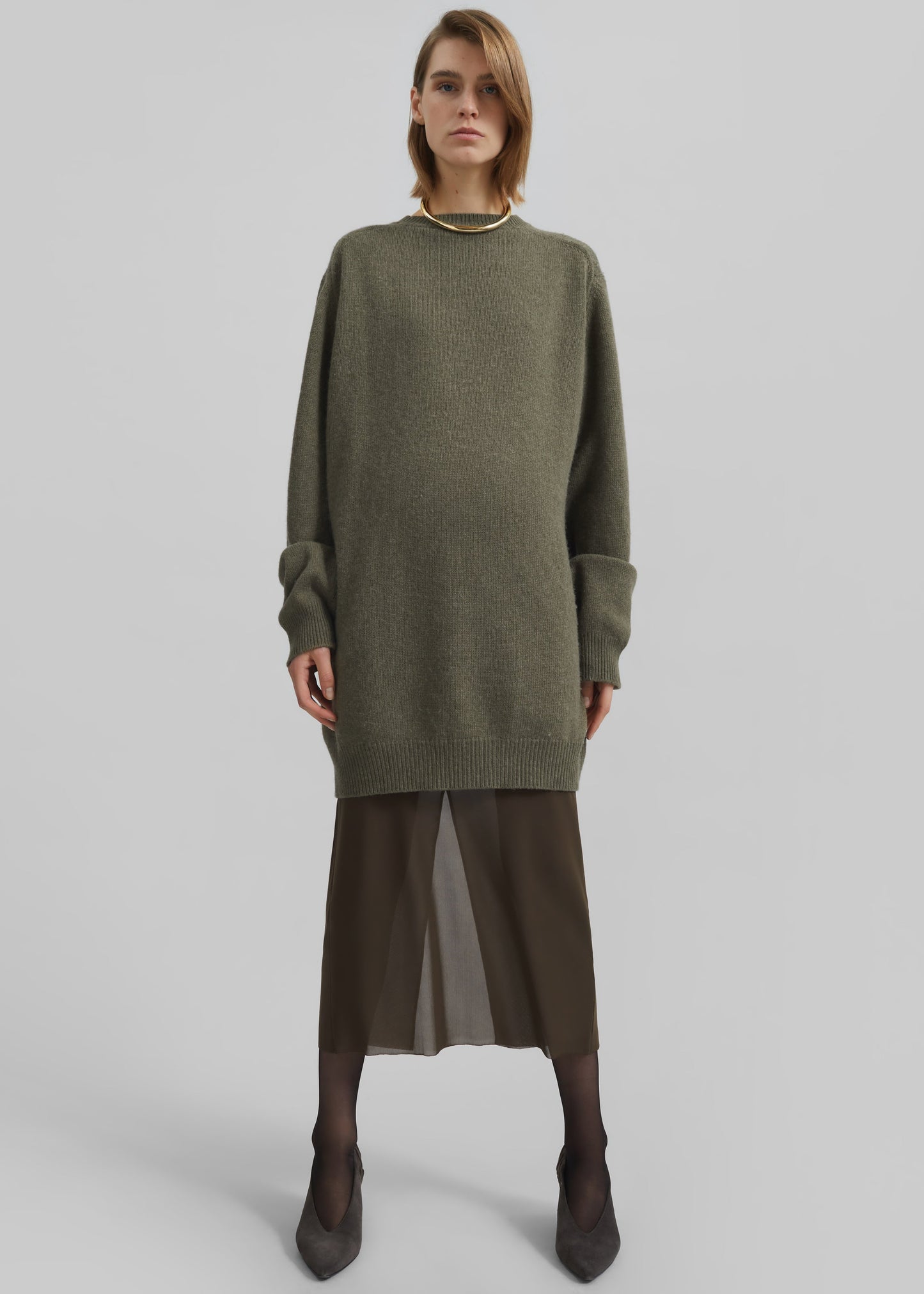 Maxine Knit Sweater Dress - Khaki