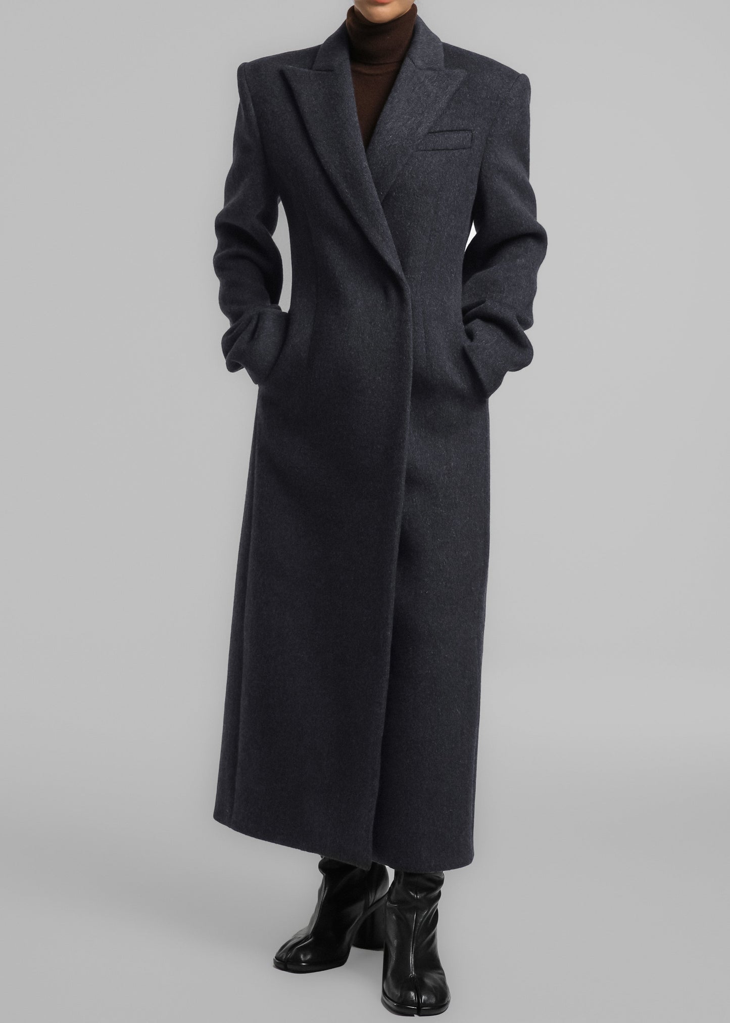 Melva Long Coat - Charcoal