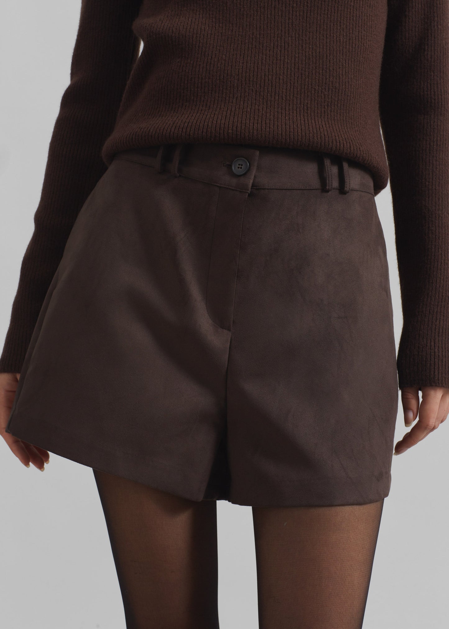 Merida Faux Suede Shorts - Brown