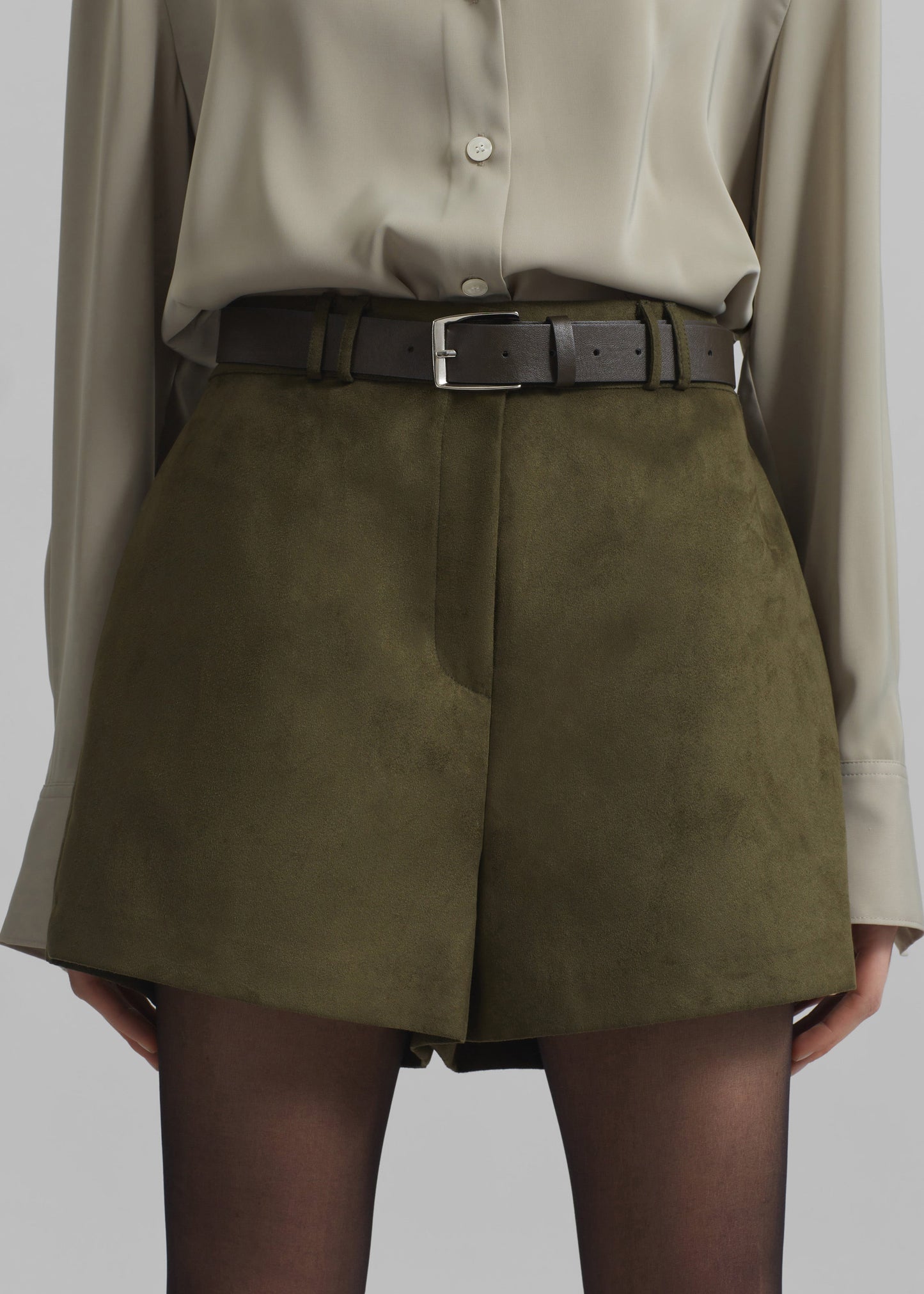 Merida Faux Suede Shorts - Khaki