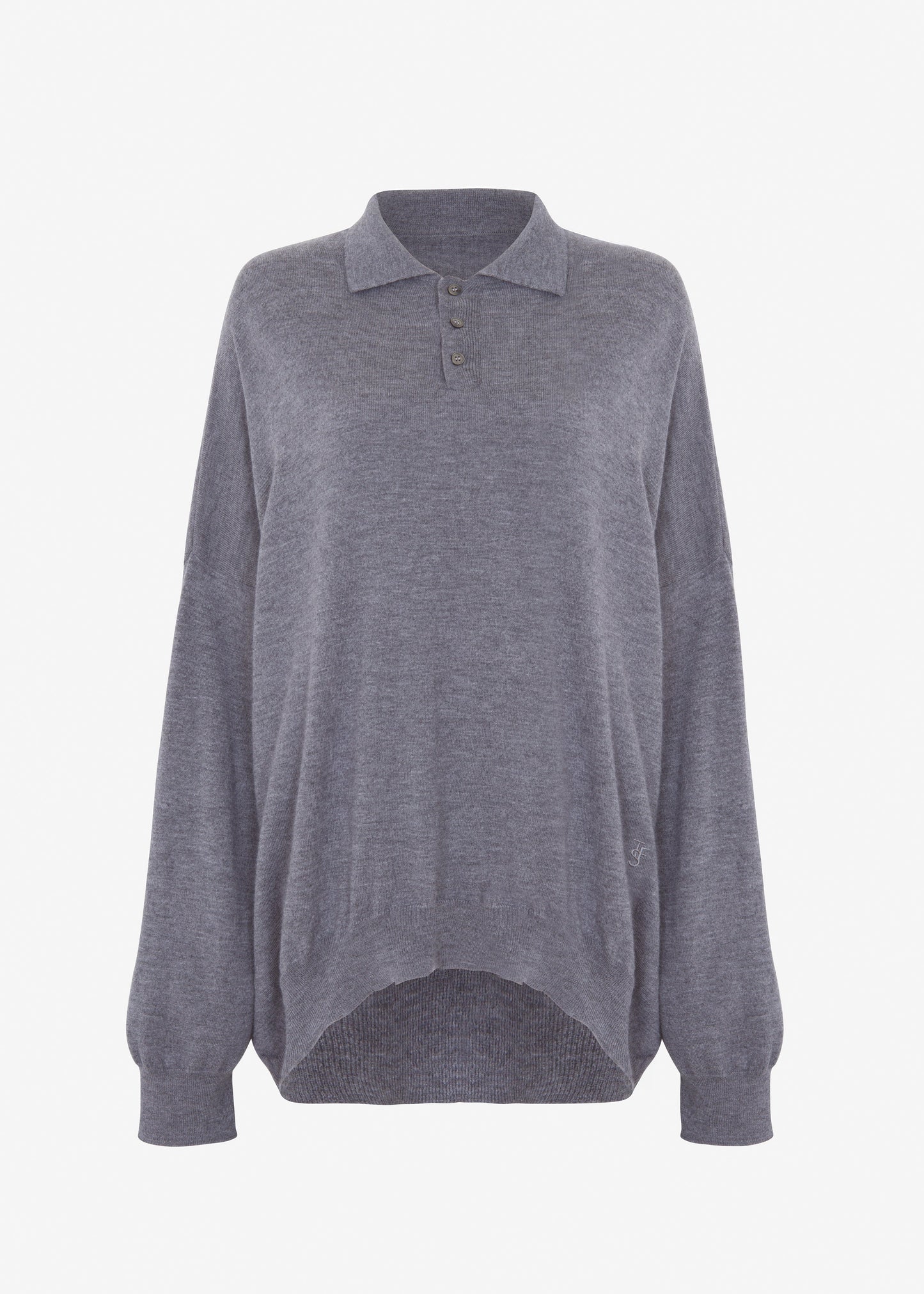 Meriel Wool Polo Sweater - Grey