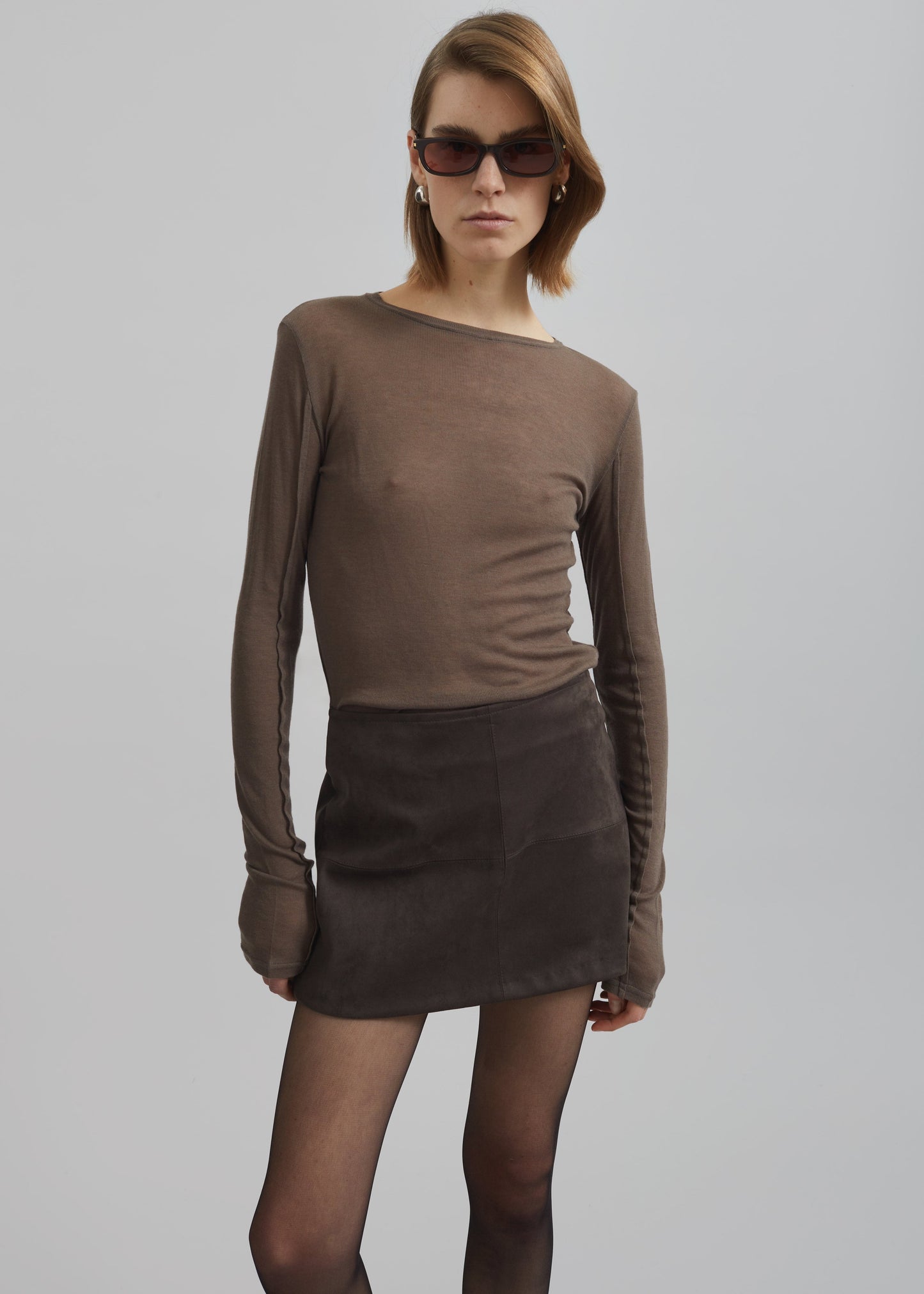 Mesa Sheer Long Sleeve Tee - Brown