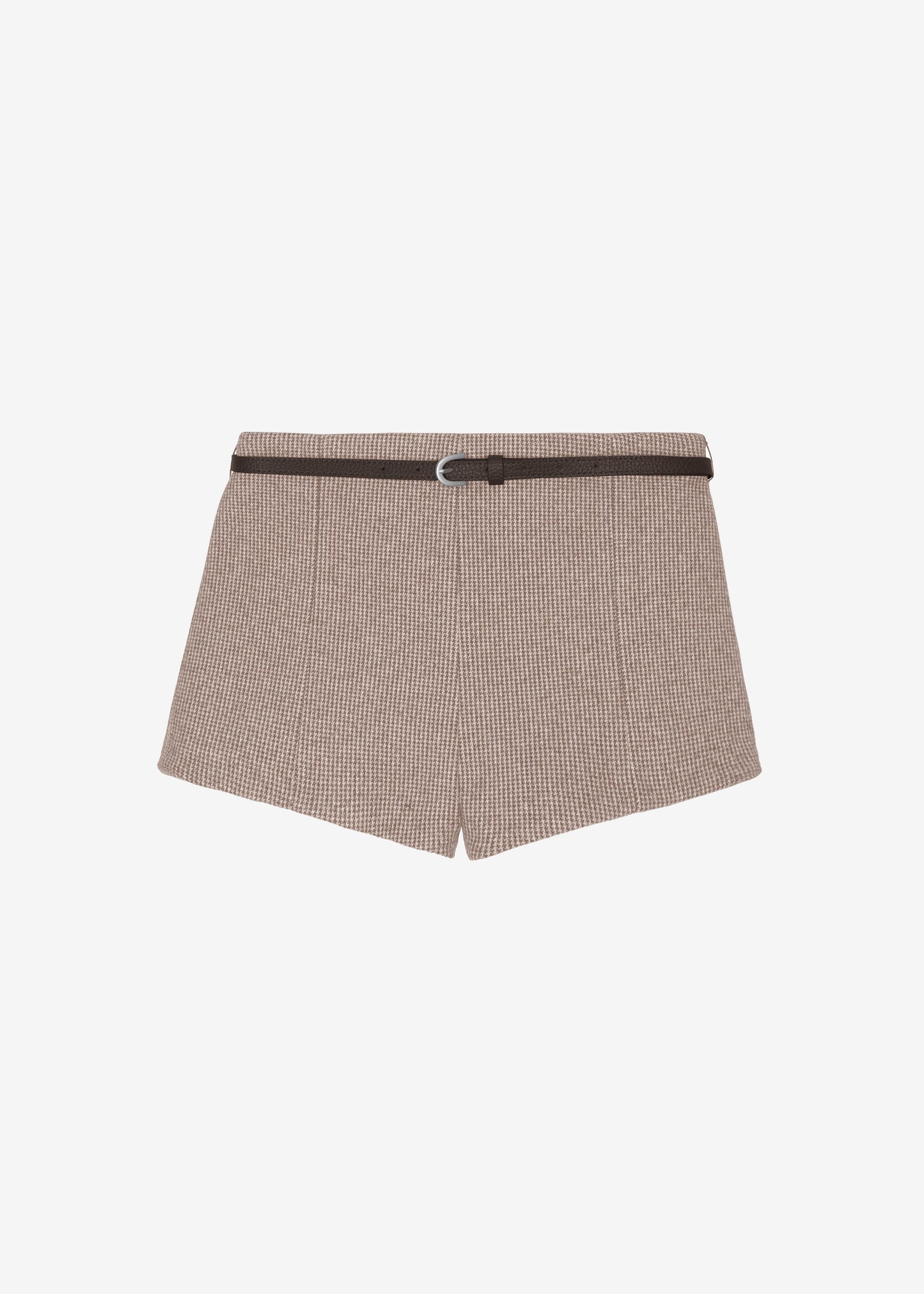 Mevra Houndstooth Hot Pants - Light Brown