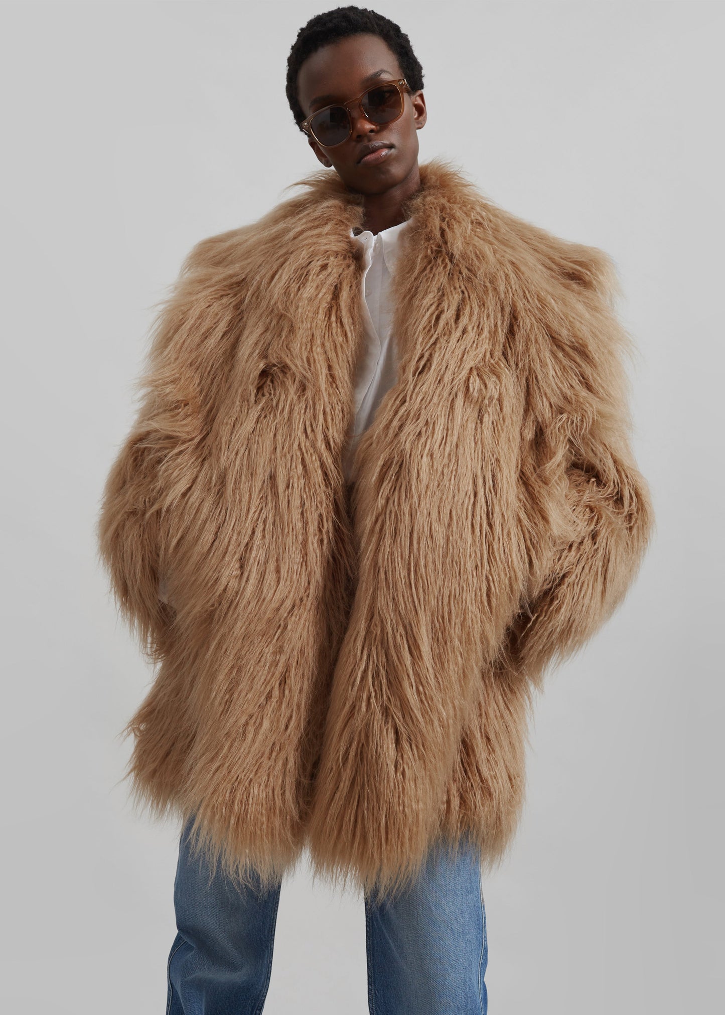 Miley Faux Fur Jacket - Camel