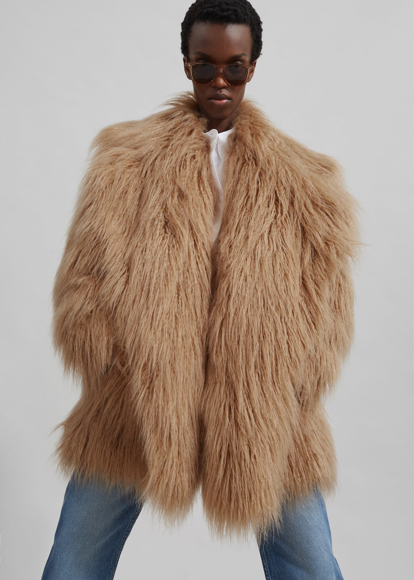 Miley Faux Fur Jacket - Camel