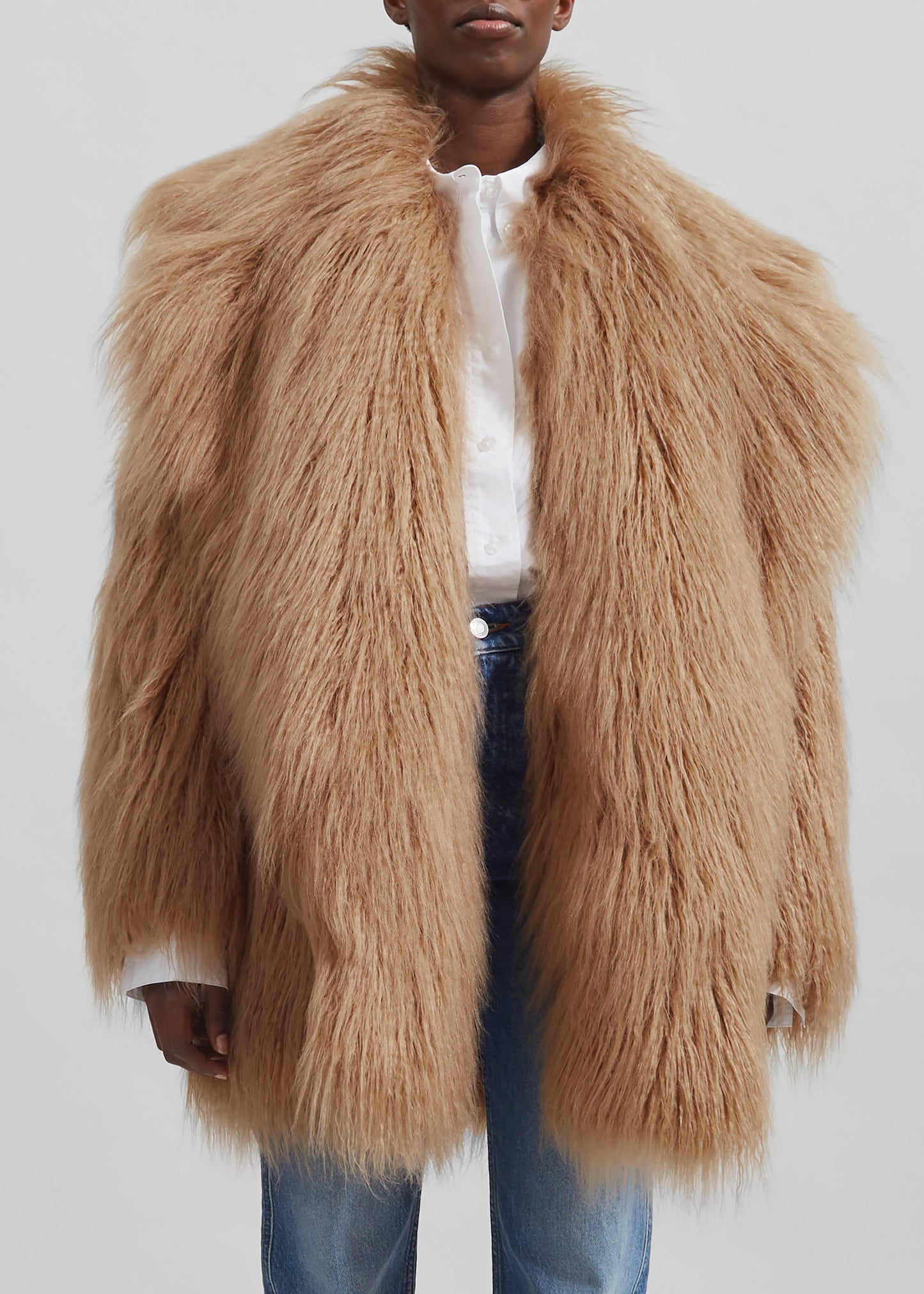 Miley Faux Fur Jacket - Camel