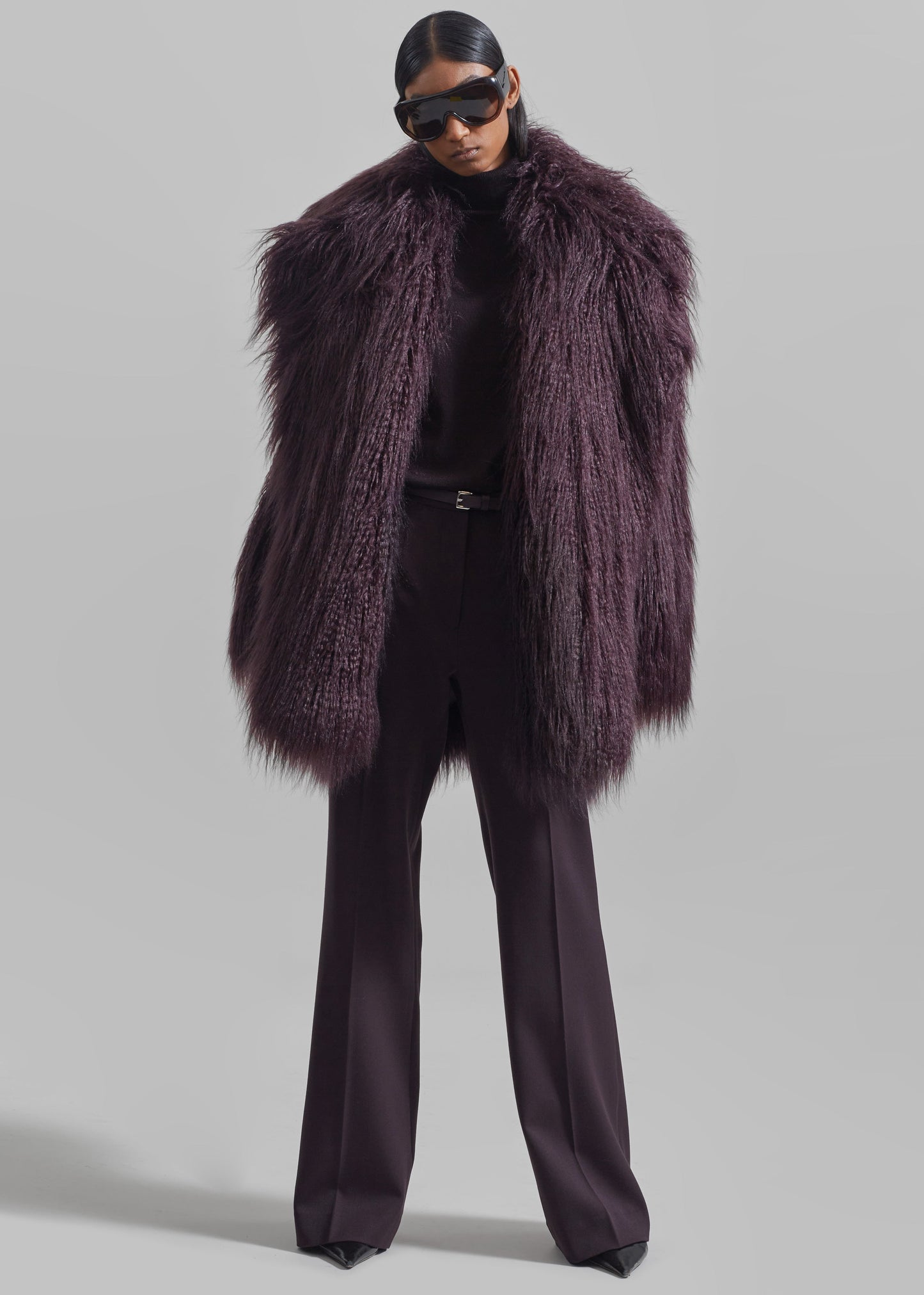 Miley Faux Fur Jacket - Dark Plum