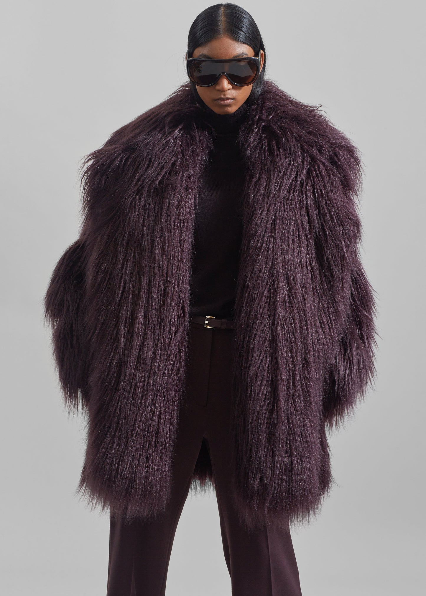 Miley Faux Fur Jacket - Dark Plum