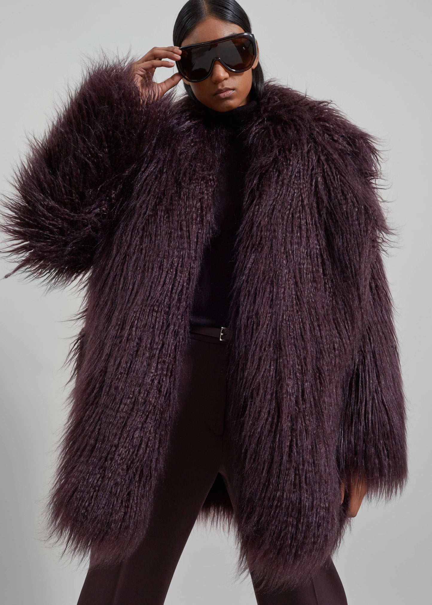 Miley Faux Fur Jacket - Dark Plum