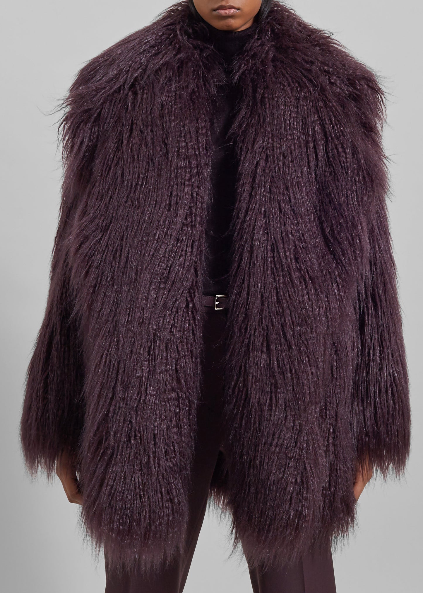 Miley Faux Fur Jacket - Dark Plum