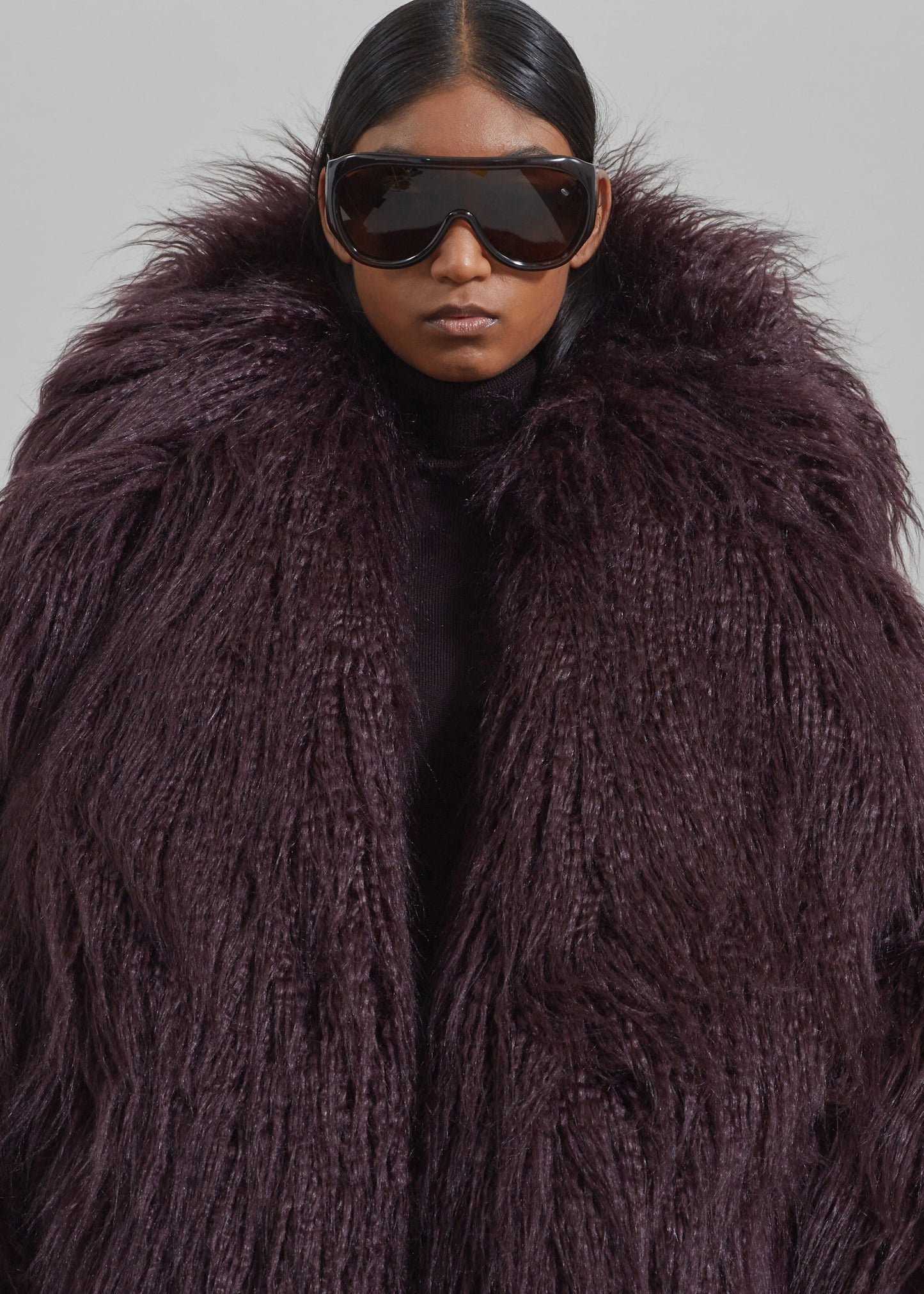 Miley Faux Fur Jacket - Dark Plum