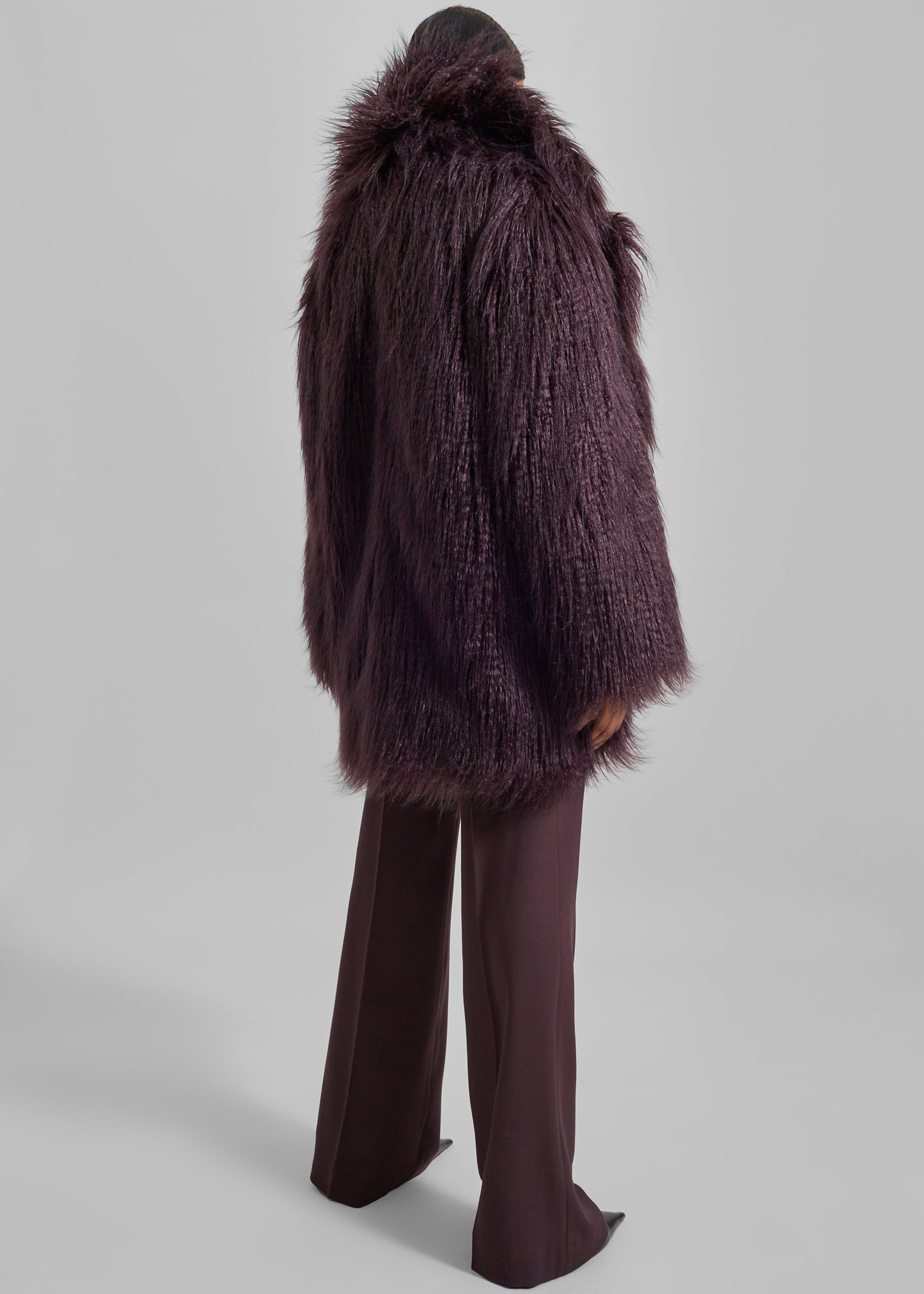 Miley Faux Fur Jacket - Dark Plum