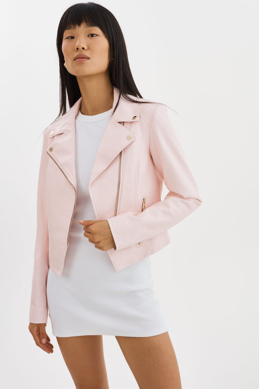 MONICA | Faux Leather Jacket Champagne Hardware