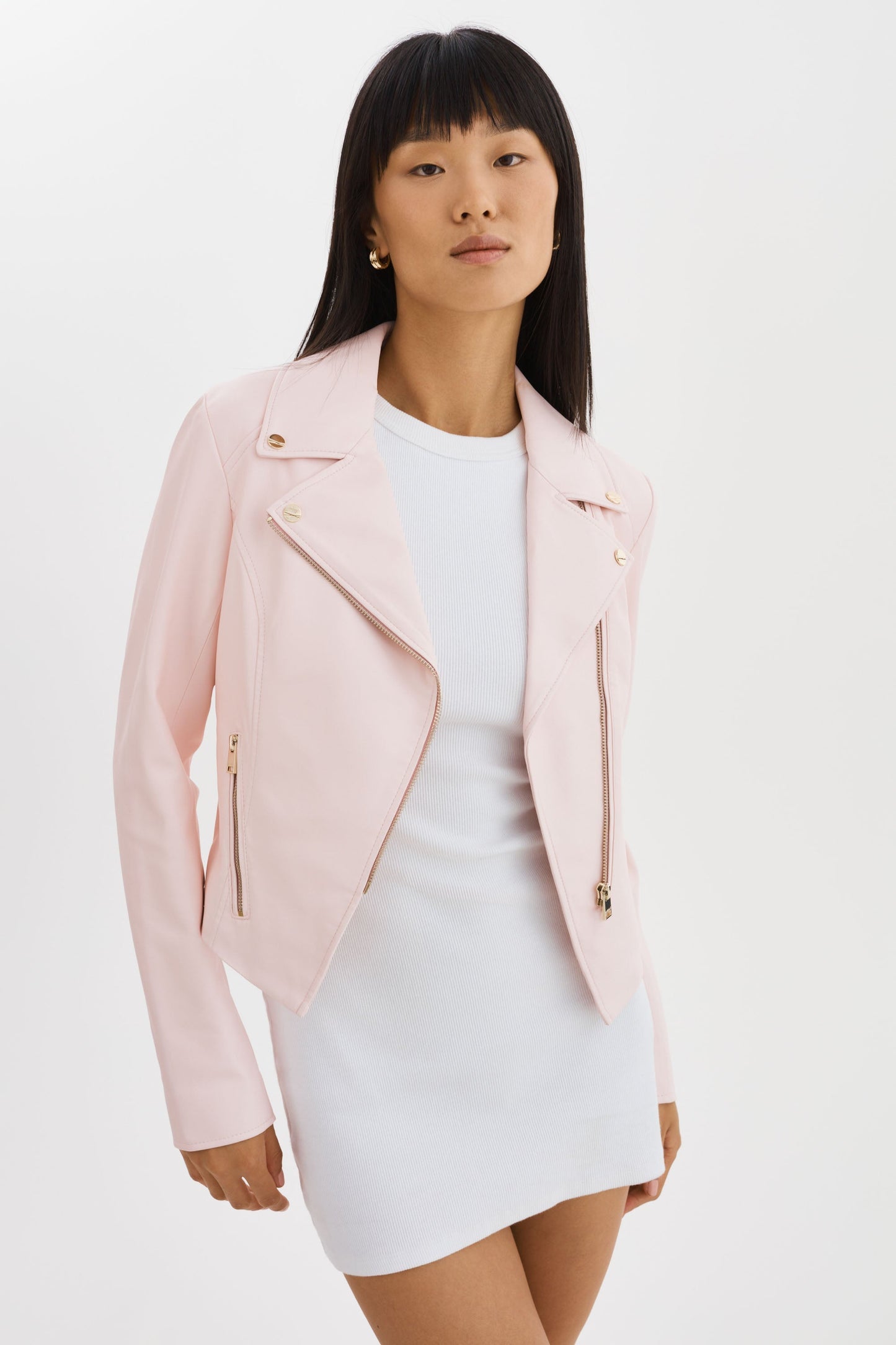 MONICA | Faux Leather Jacket Champagne Hardware