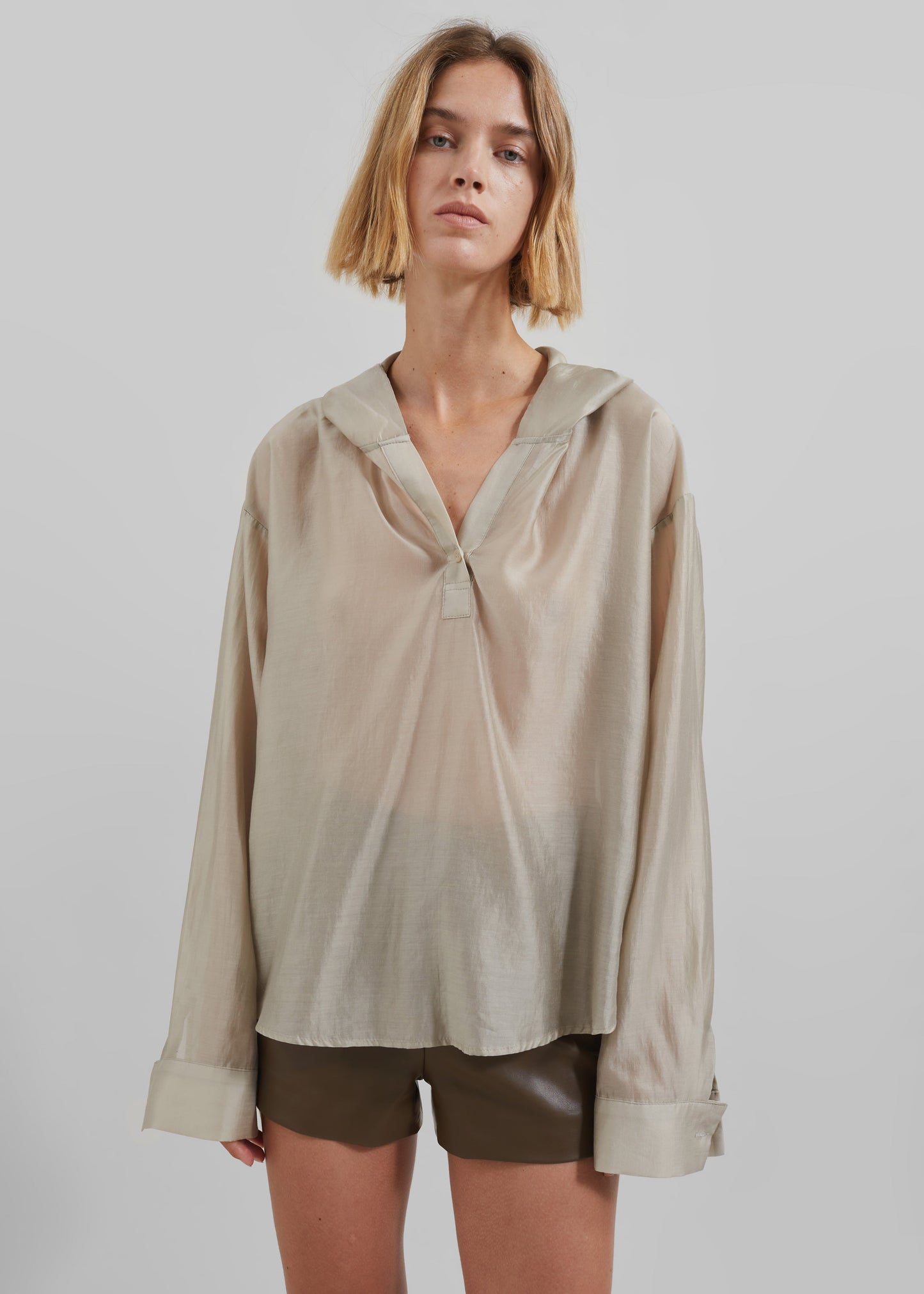 Moraine Hooded Blouse - Beige