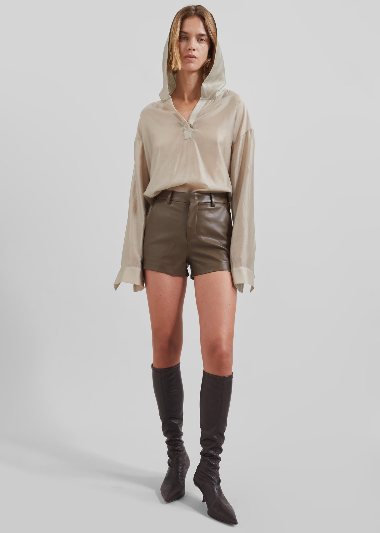 Moraine Hooded Blouse - Beige