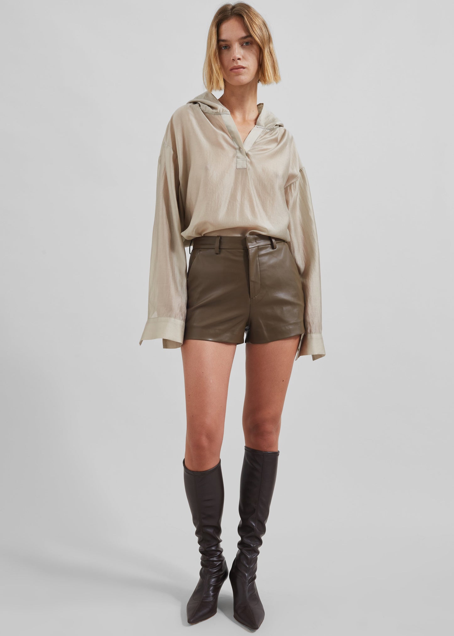 Moraine Hooded Blouse - Beige