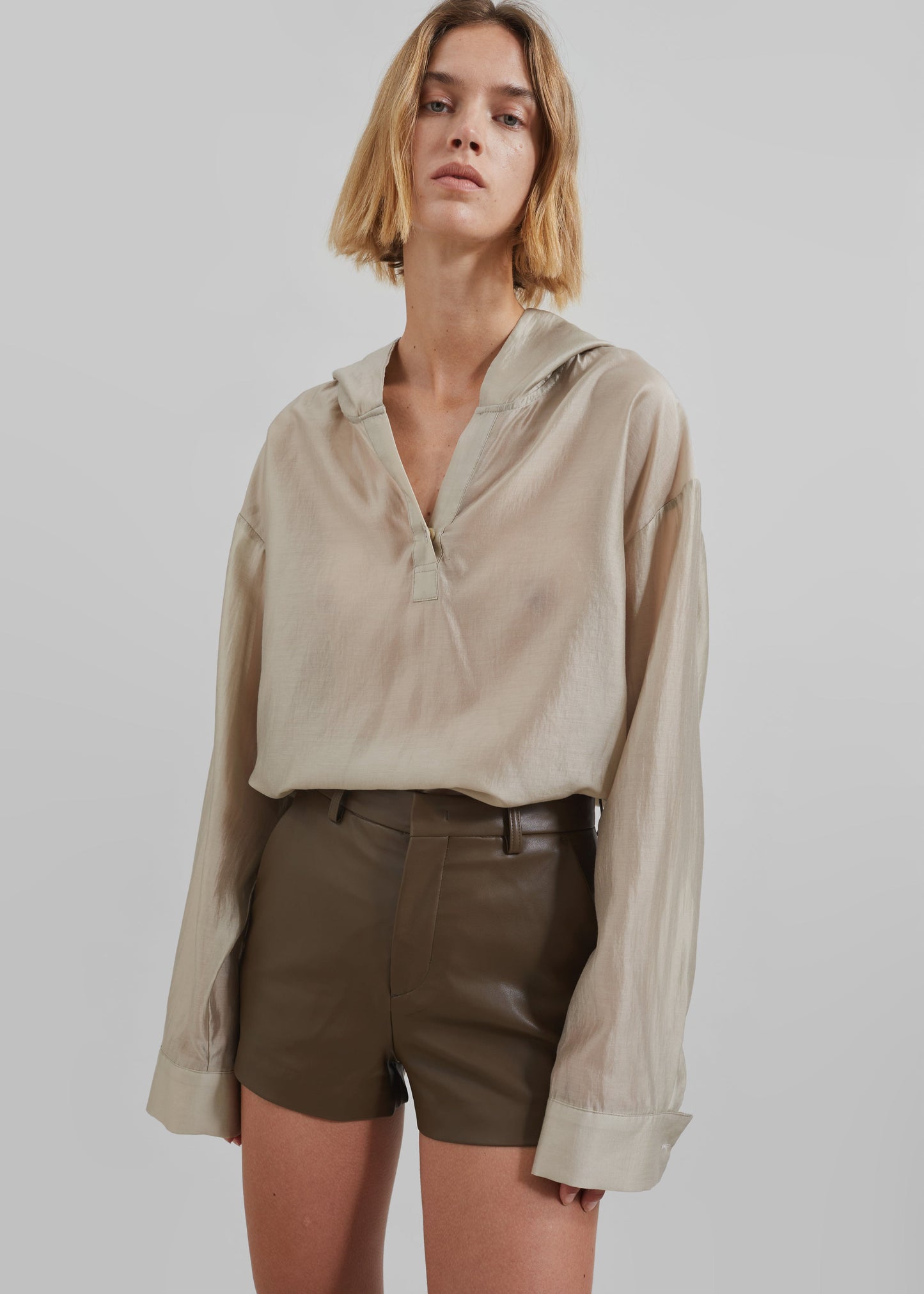 Moraine Hooded Blouse - Beige