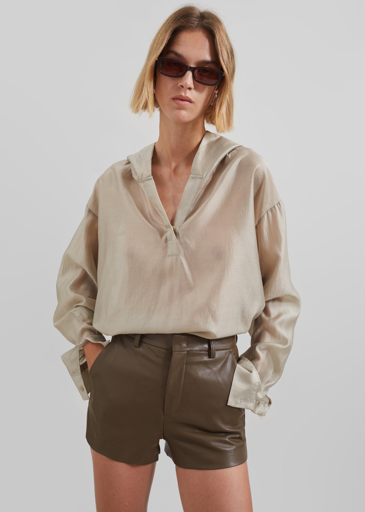 Moraine Hooded Blouse - Beige