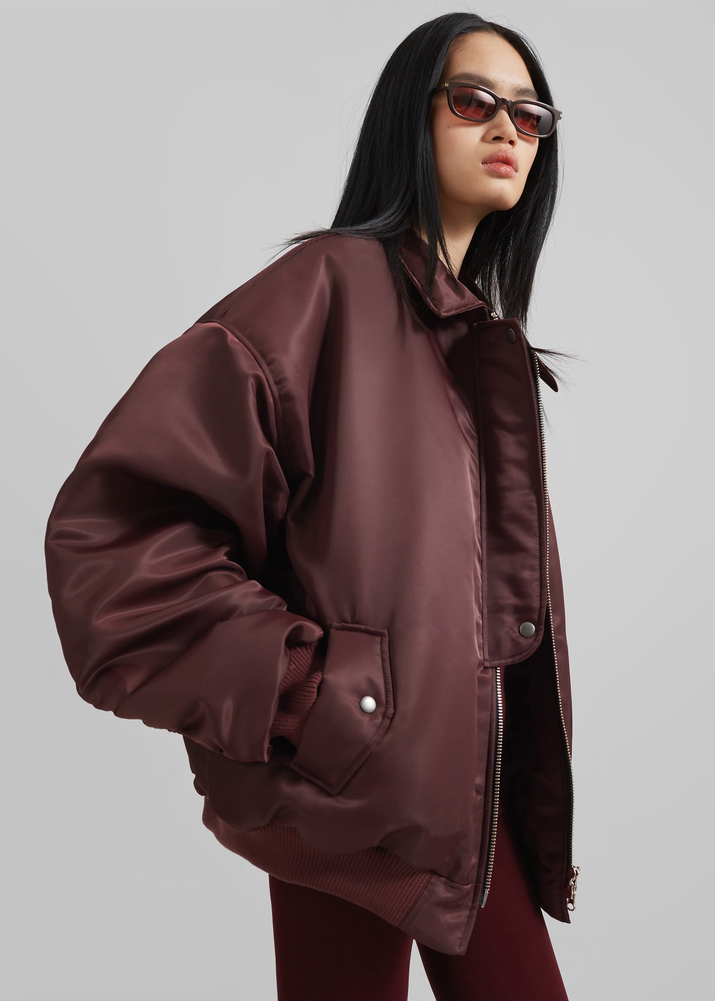 Nalden Padded Bomber Jacket - Burgundy