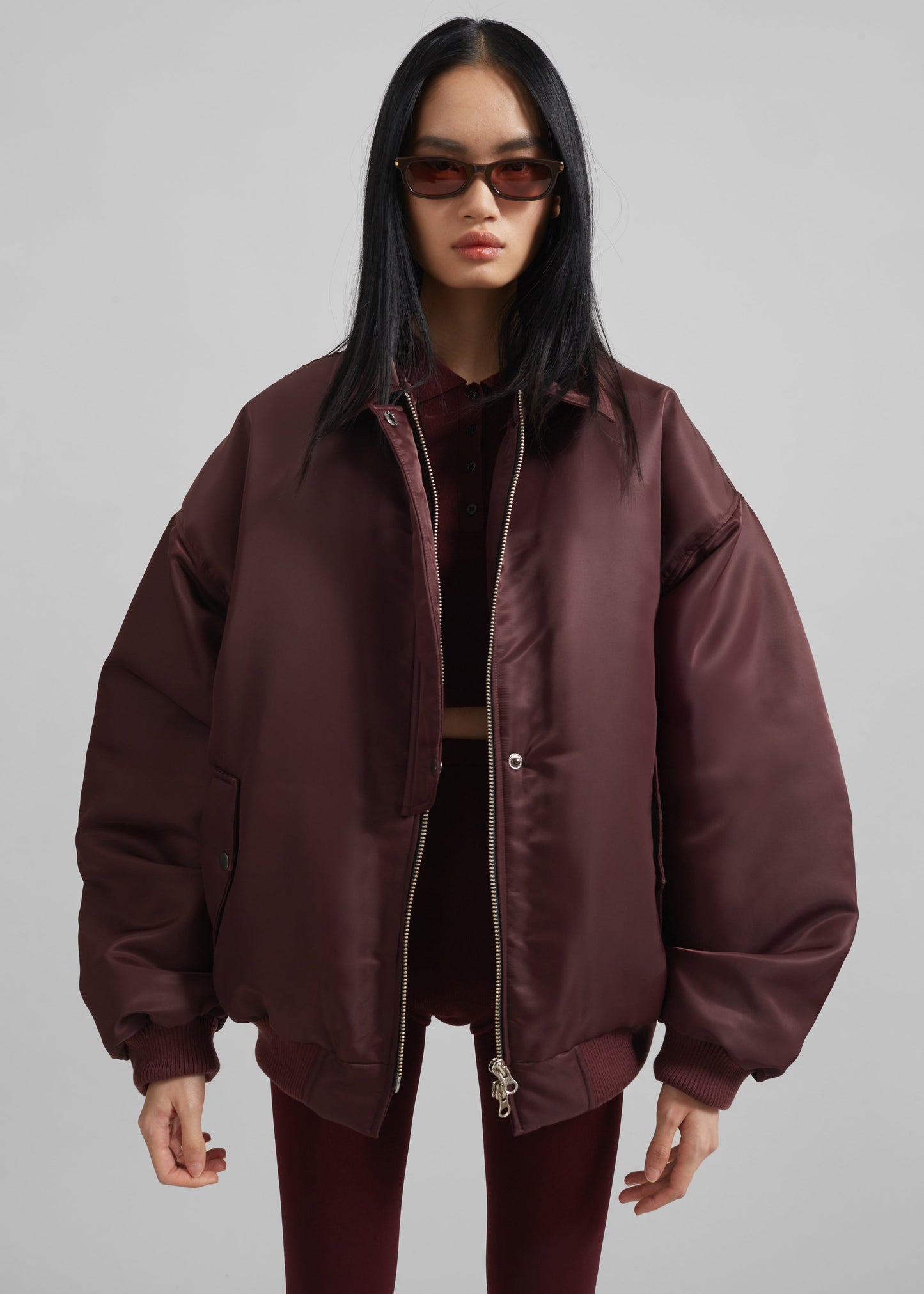 Nalden Padded Bomber Jacket - Burgundy