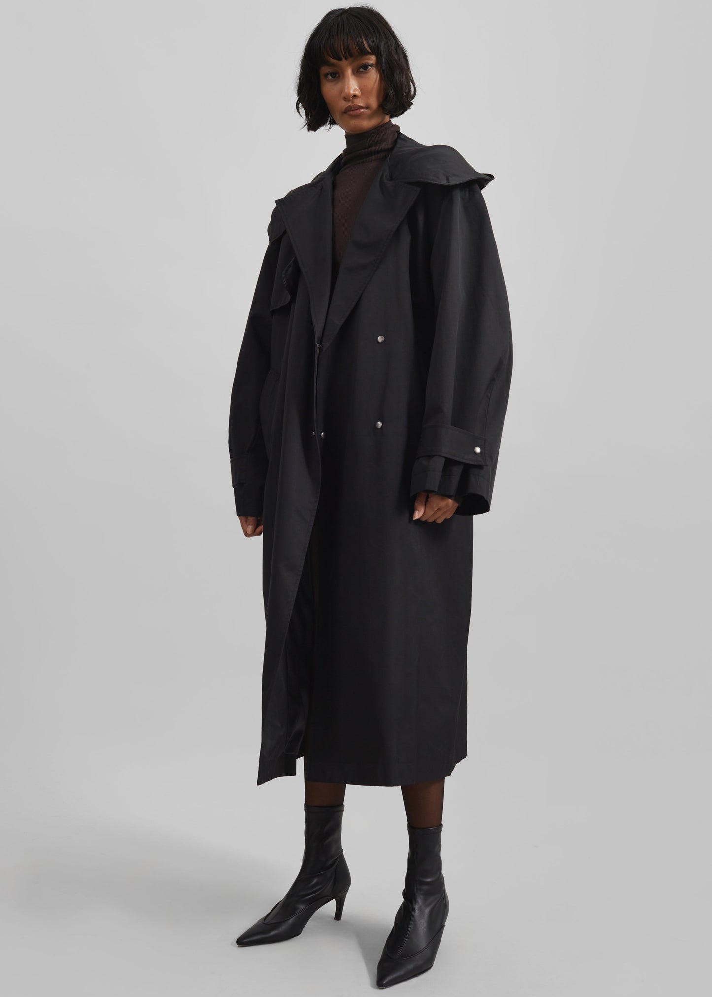 Neiva Hooded Trench Coat - Black